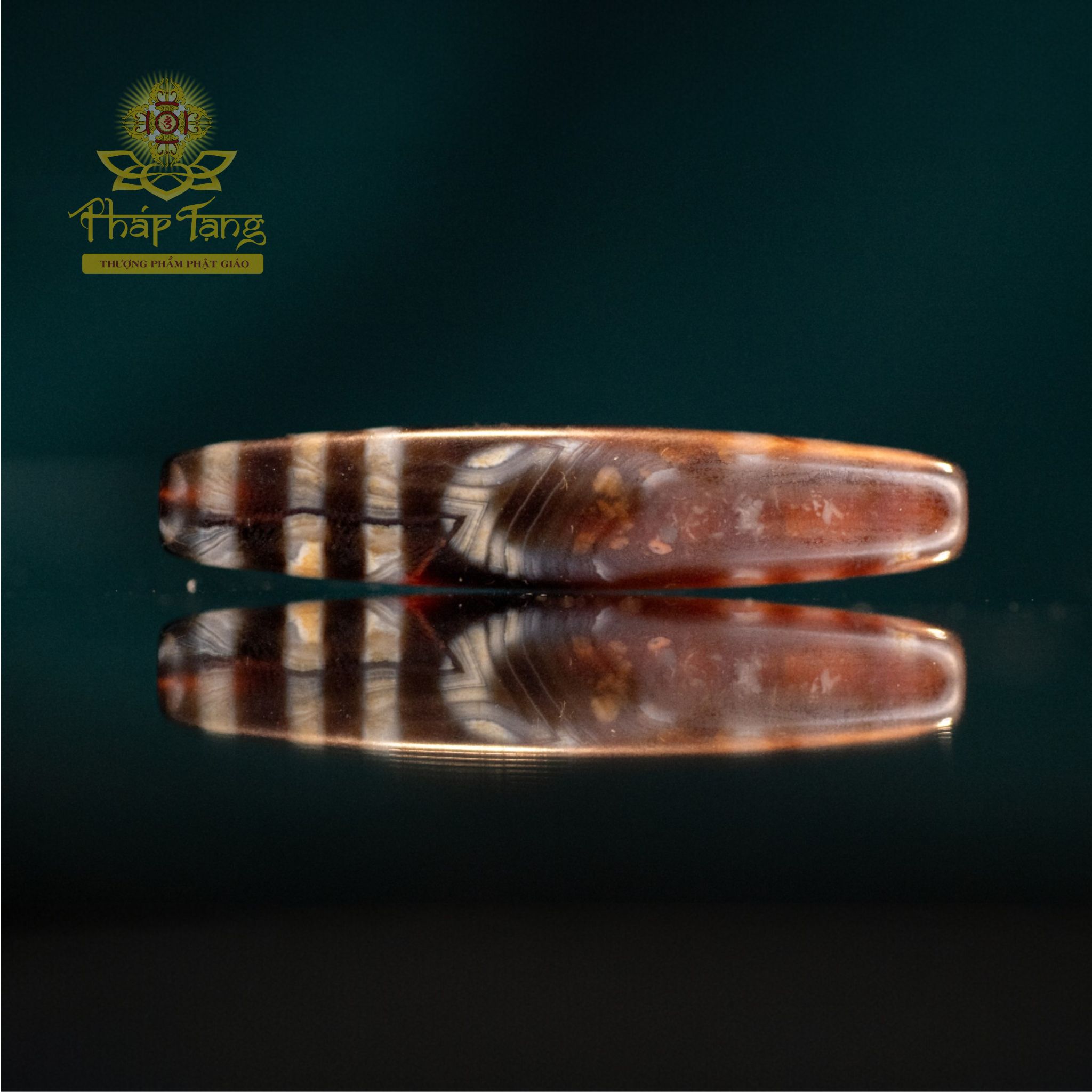 Dzi Thiên Địa 6 Sọc Ngang 5.8CM | Thân Dầu Vân Sớ Đá Ngọc Tự Nhiên