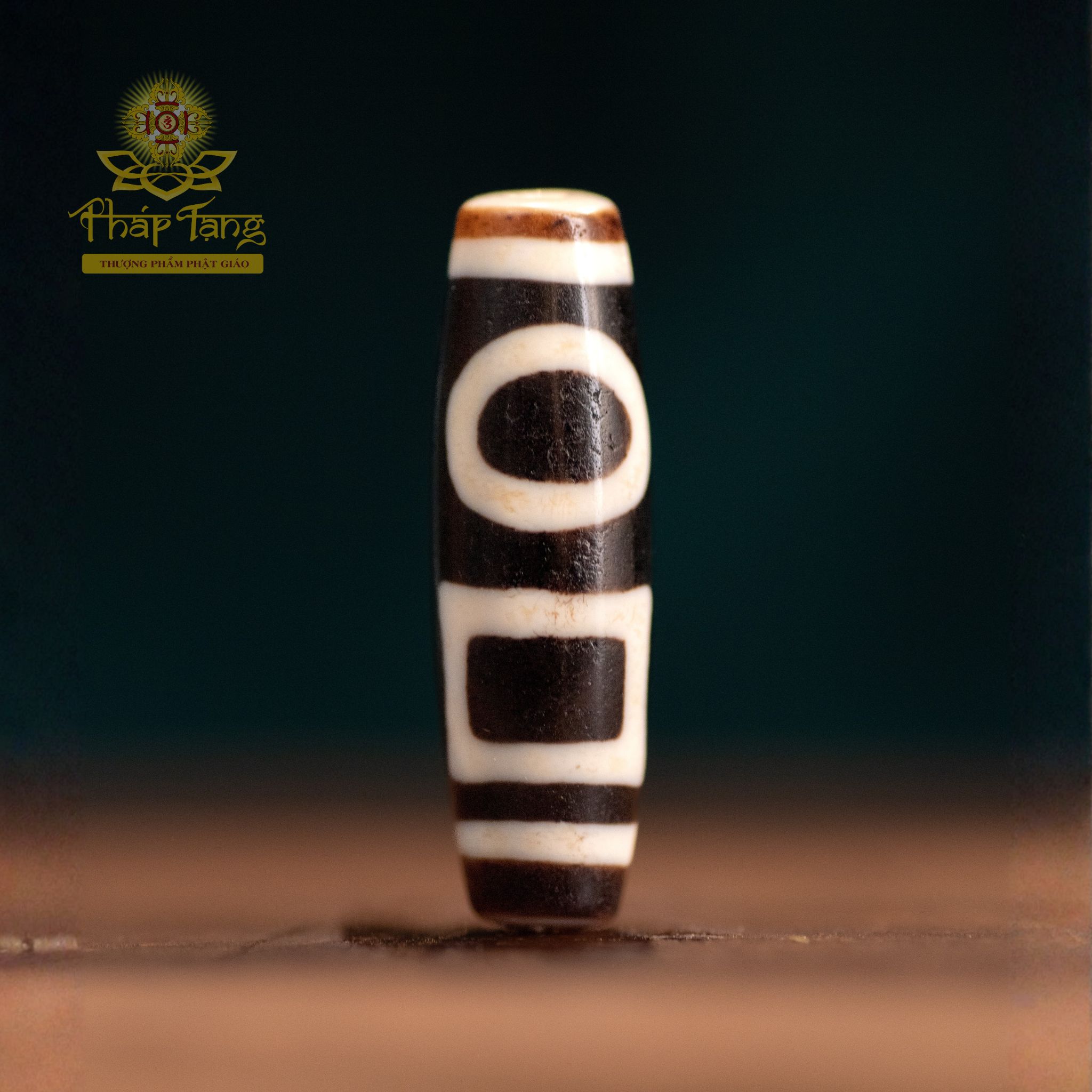 Dzi Thiên Địa Thân Dầu Đen Bóng (Nepal) 4.1cm - Bảo Hộ Hơn Dzi 9 Mắt