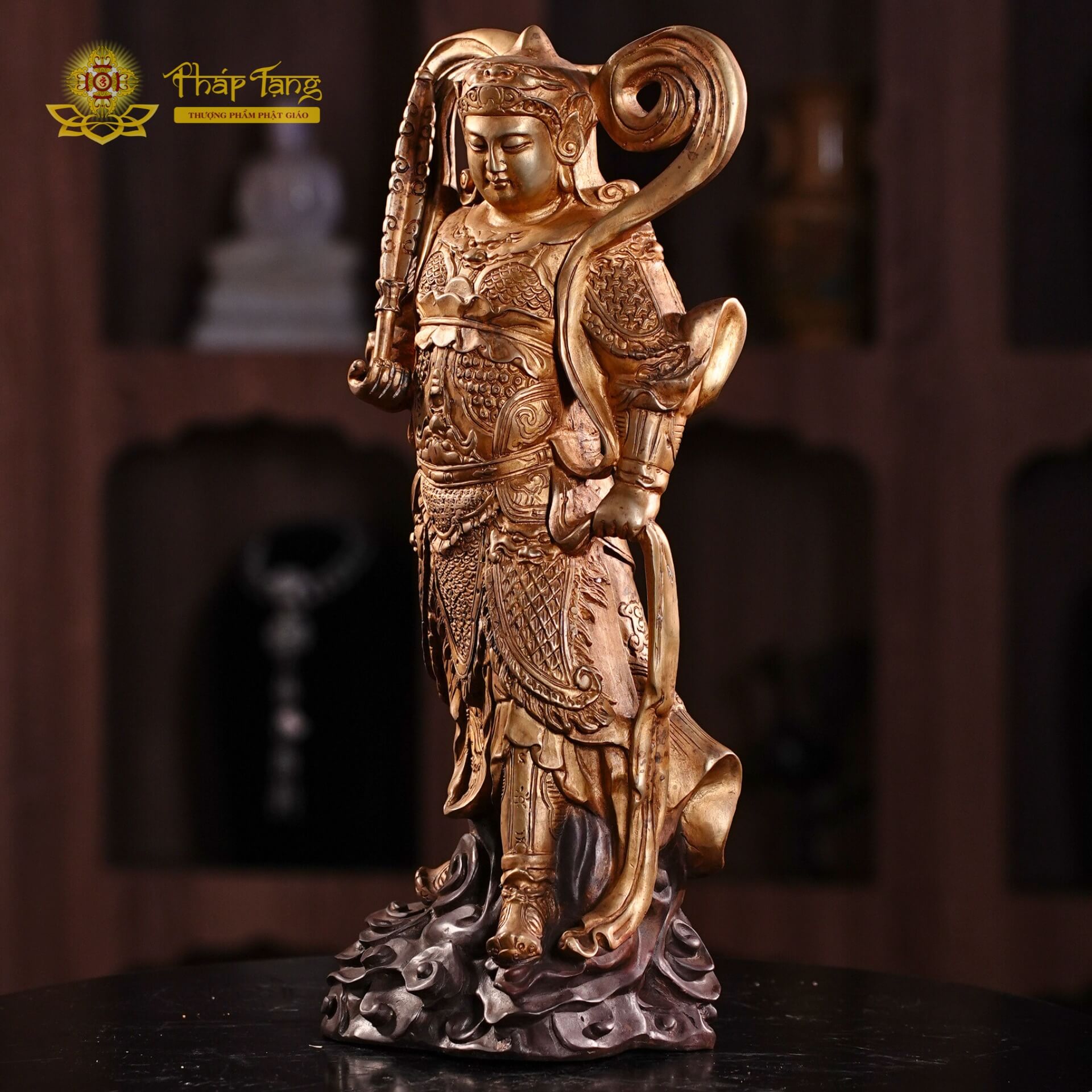 Tượng Vi Đà Bồ Tát Đồng Cao Cấp 40cm - Vị Hộ Pháp Hộ Trì Phật Pháp