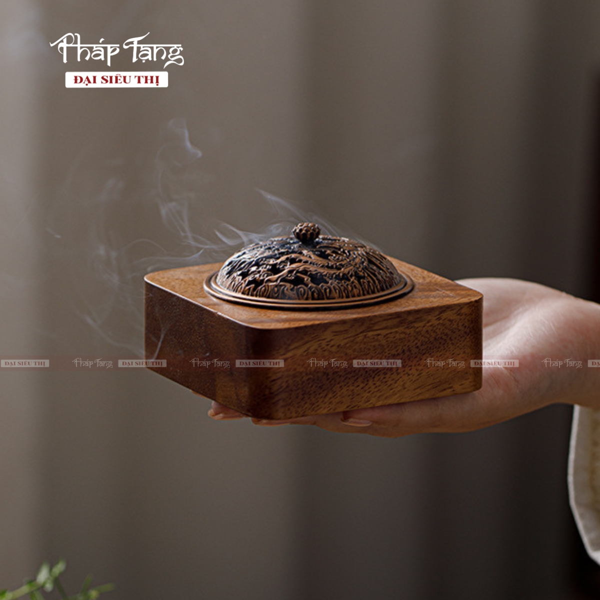 LƯ HƯƠNG GỖ ÓC CHÓ NẮP ĐỒNG HỌA TIẾT