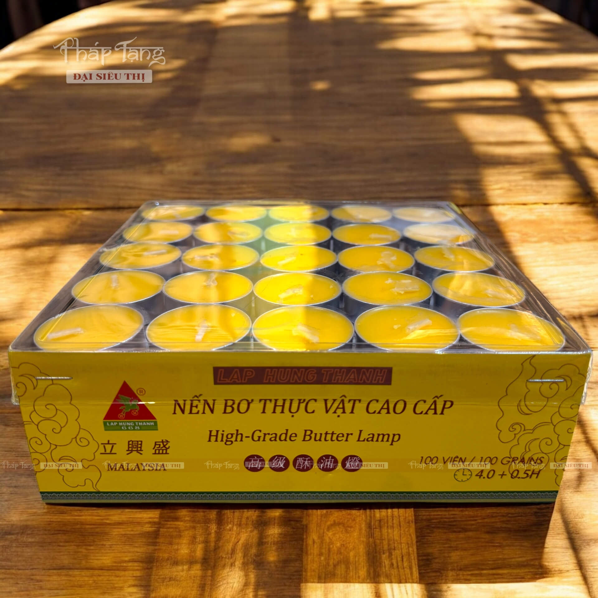 Nến Bơ Thực Vật Malaysia 4H (Hộp 100 Viên) - Nến Cúng Dường