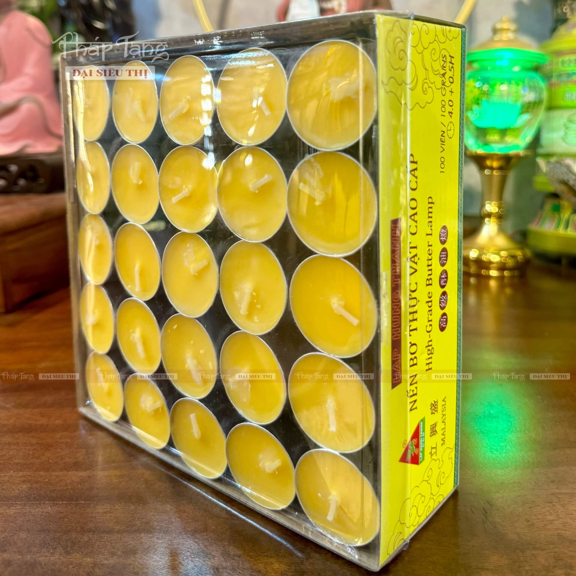 Nến Bơ Thực Vật Malaysia 4H (Hộp 100 Viên) - Nến Cúng Dường