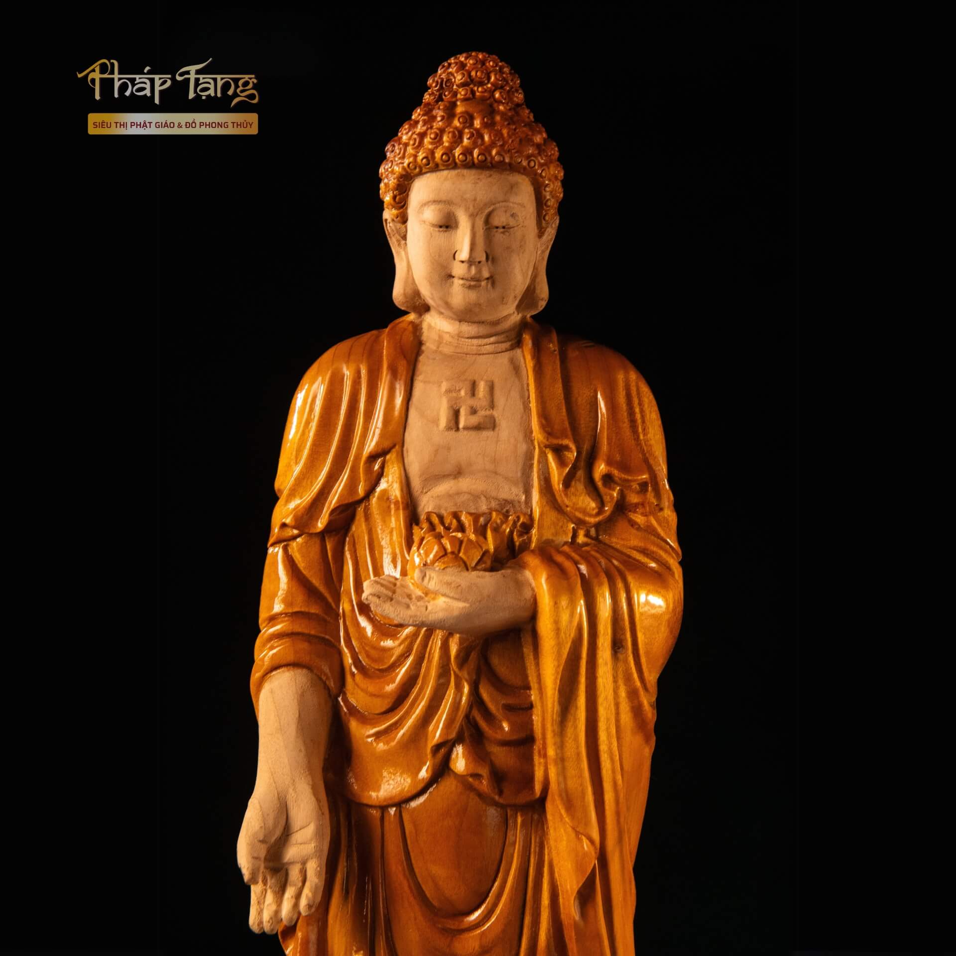 Tượng Phật A Di Đà – Gỗ Nam Mộc Cao 48cm | Pháp Tạng