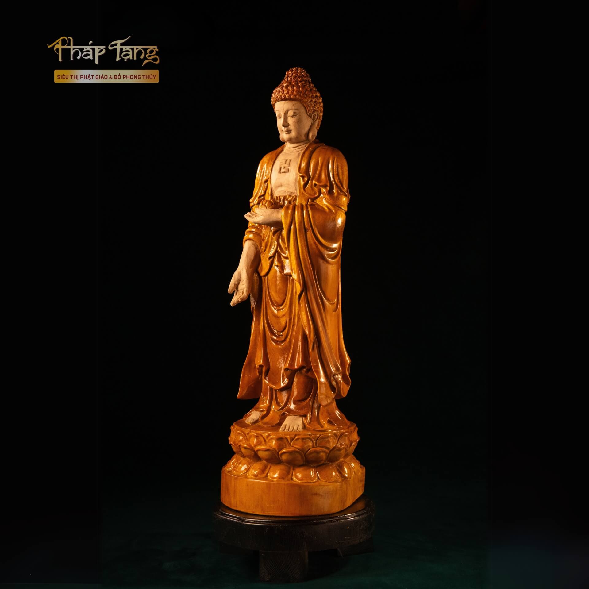 Tượng Phật A Di Đà – Gỗ Nam Mộc Cao 48cm | Pháp Tạng