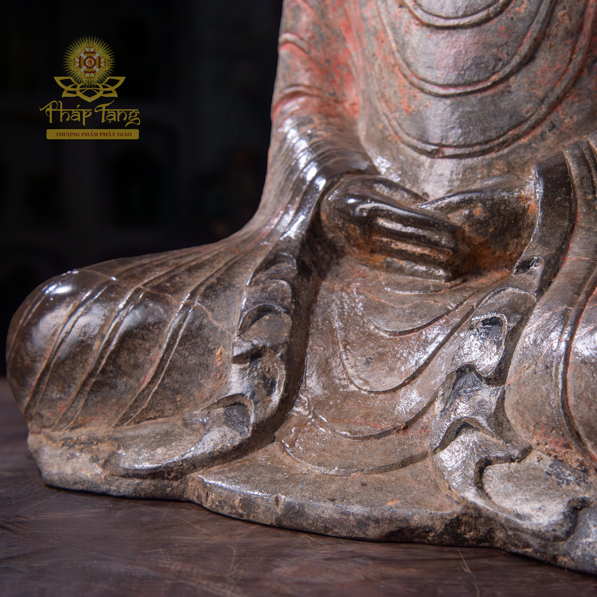 Thánh Tượng Bổn Sư Thích Ca Đá Xanh Nguyên Khối Cổ 56cm