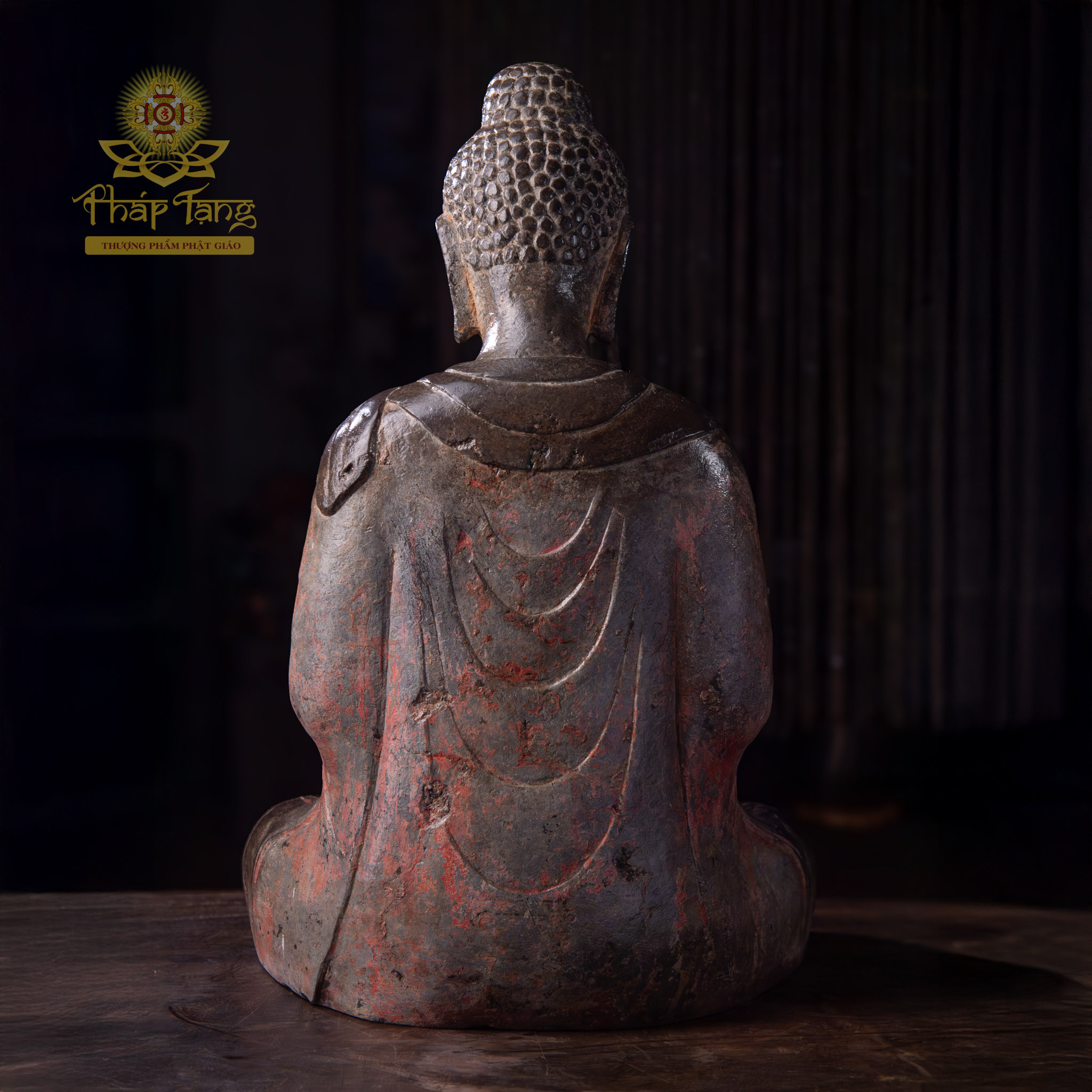 Thánh Tượng Bổn Sư Thích Ca Đá Xanh Nguyên Khối Cổ 56cm