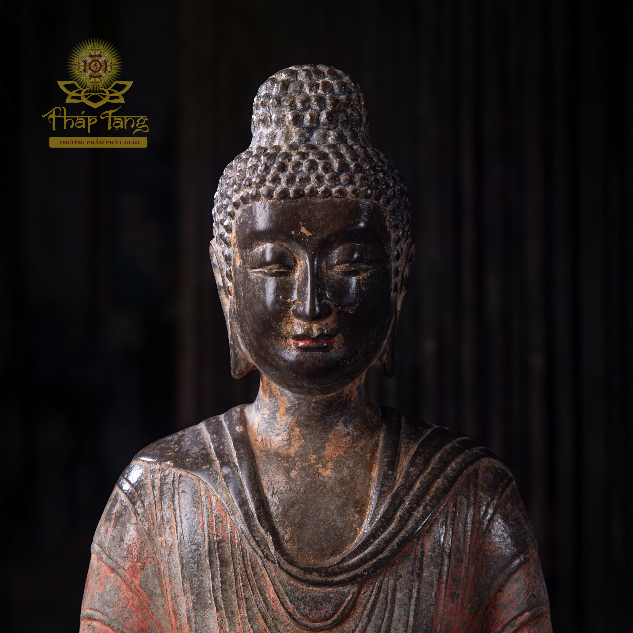 Thánh Tượng Bổn Sư Thích Ca Đá Xanh Nguyên Khối Cổ 56cm