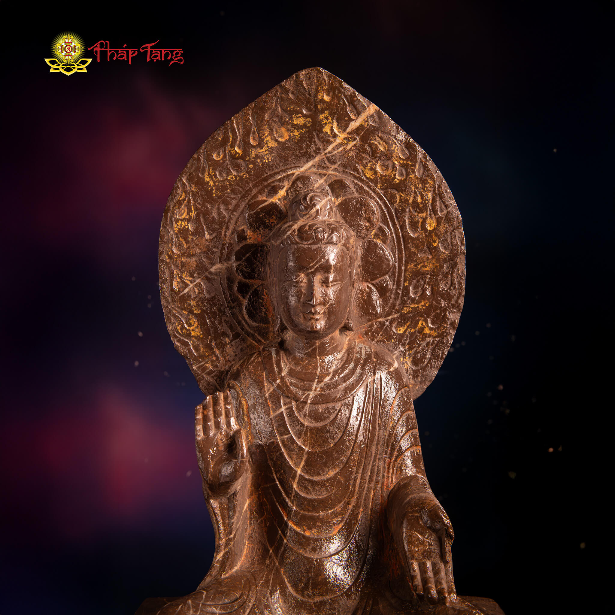 TƯỢNG PHẬT BỔN SƯ THÍCH CA ĐÁ XANH NGUYÊN KHỐI CỔ