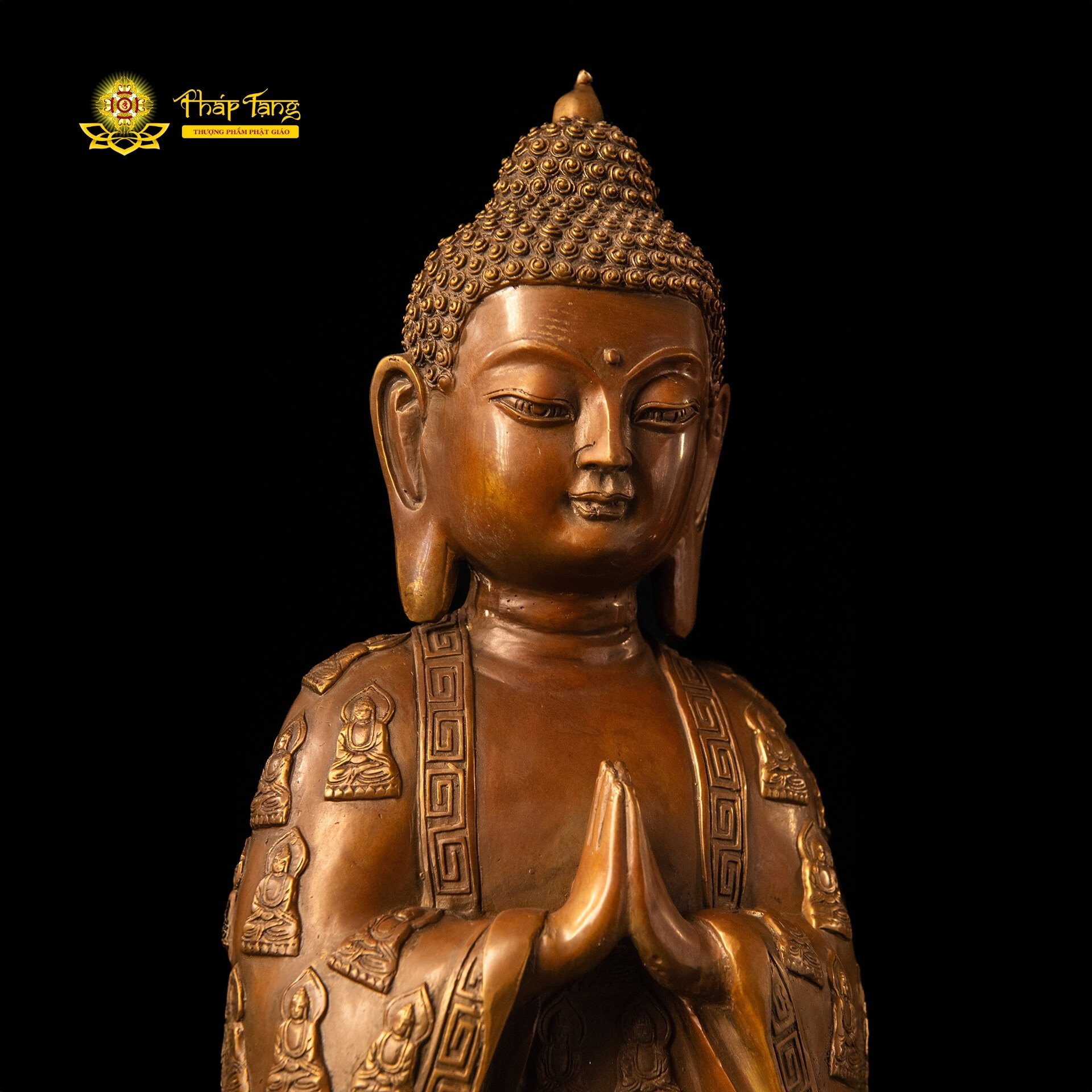 Tượng Phật Bổn Sư Thích Ca Bằng Đồng | Y Áo Vạn Phật | Cao 39cm