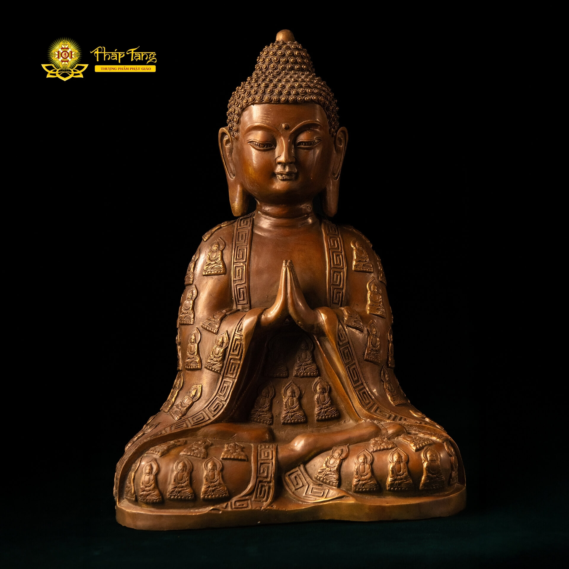 Tượng Phật Bổn Sư Thích Ca Bằng Đồng | Y Áo Vạn Phật | Cao 39cm