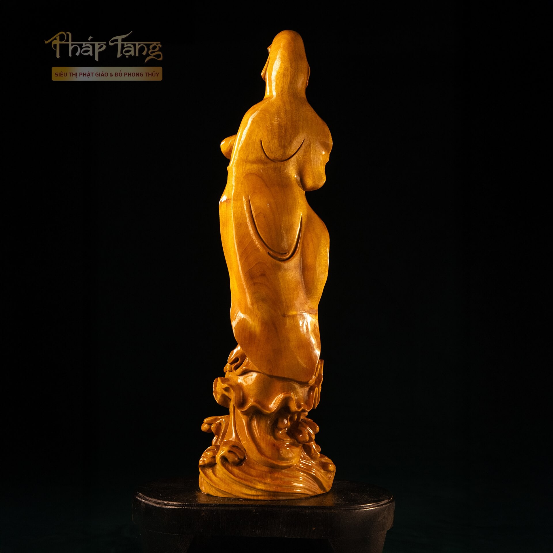 Tôn Tượng Quan Âm Như Ý Gỗ Nam Mộc Cao 48cm | Pháp Tạng