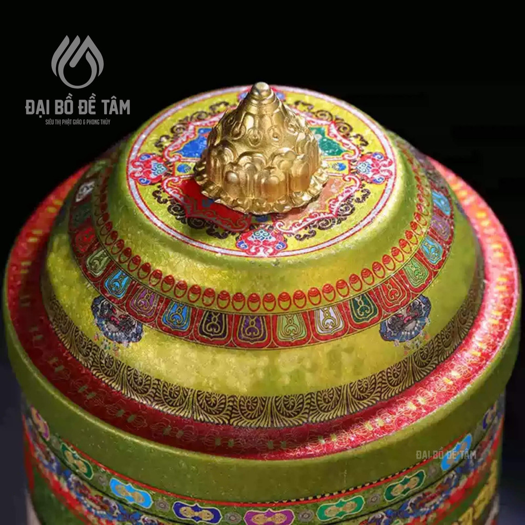 Kinh Luân Điện Xoay Tự Động Có Nhạc Thần Chú Om Mani [30cm Màu Đỏ] - Không gian bài trí trang nghiêm thanh tịnh - Siêu Thị Đại Bồ Đề Tâm