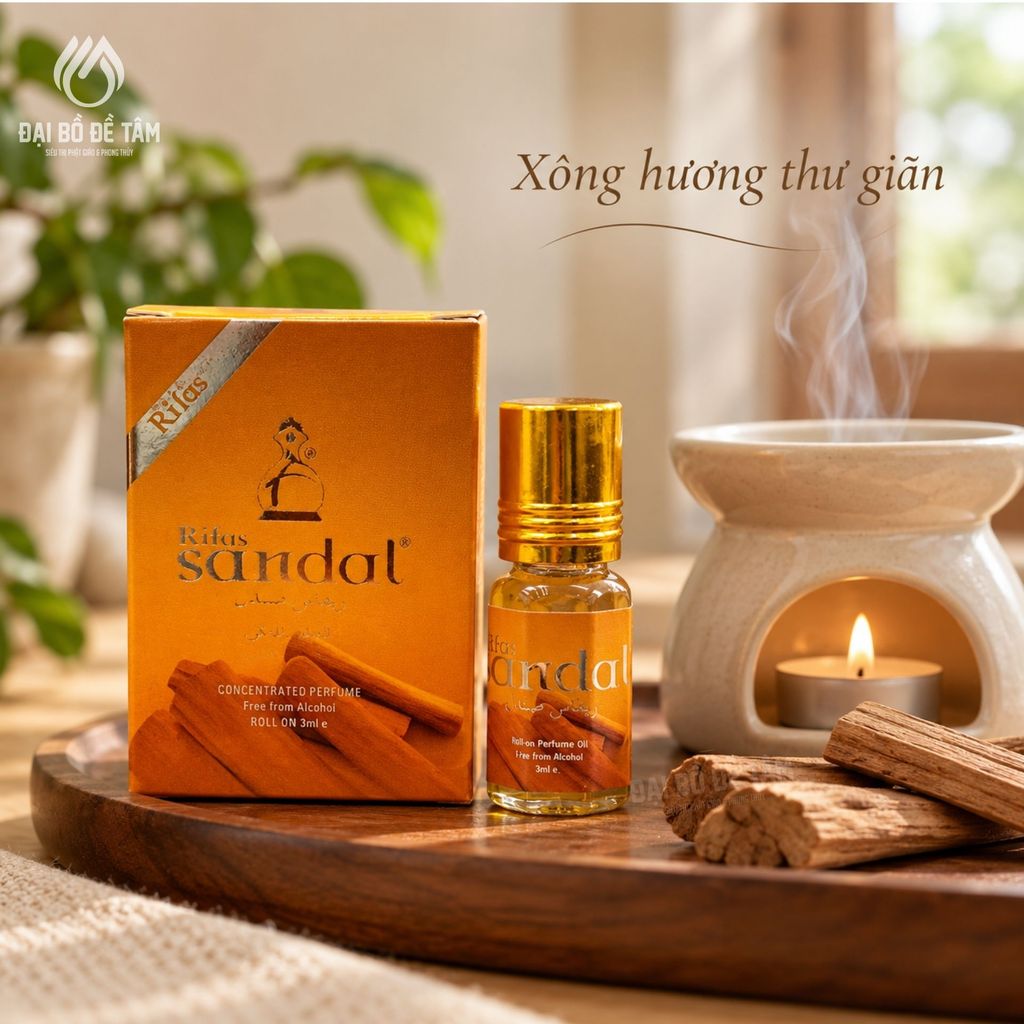 Combo Nước Hoa Tinh Dầu Lăn Ấn Độ Rifas Hoa Lài Attar Full + Đàn Hương Sandal 3ml - Quy cách đóng gói cẩn trọng và phụ kiện kèm theo - Siêu Thị Đại Bồ Đề Tâm