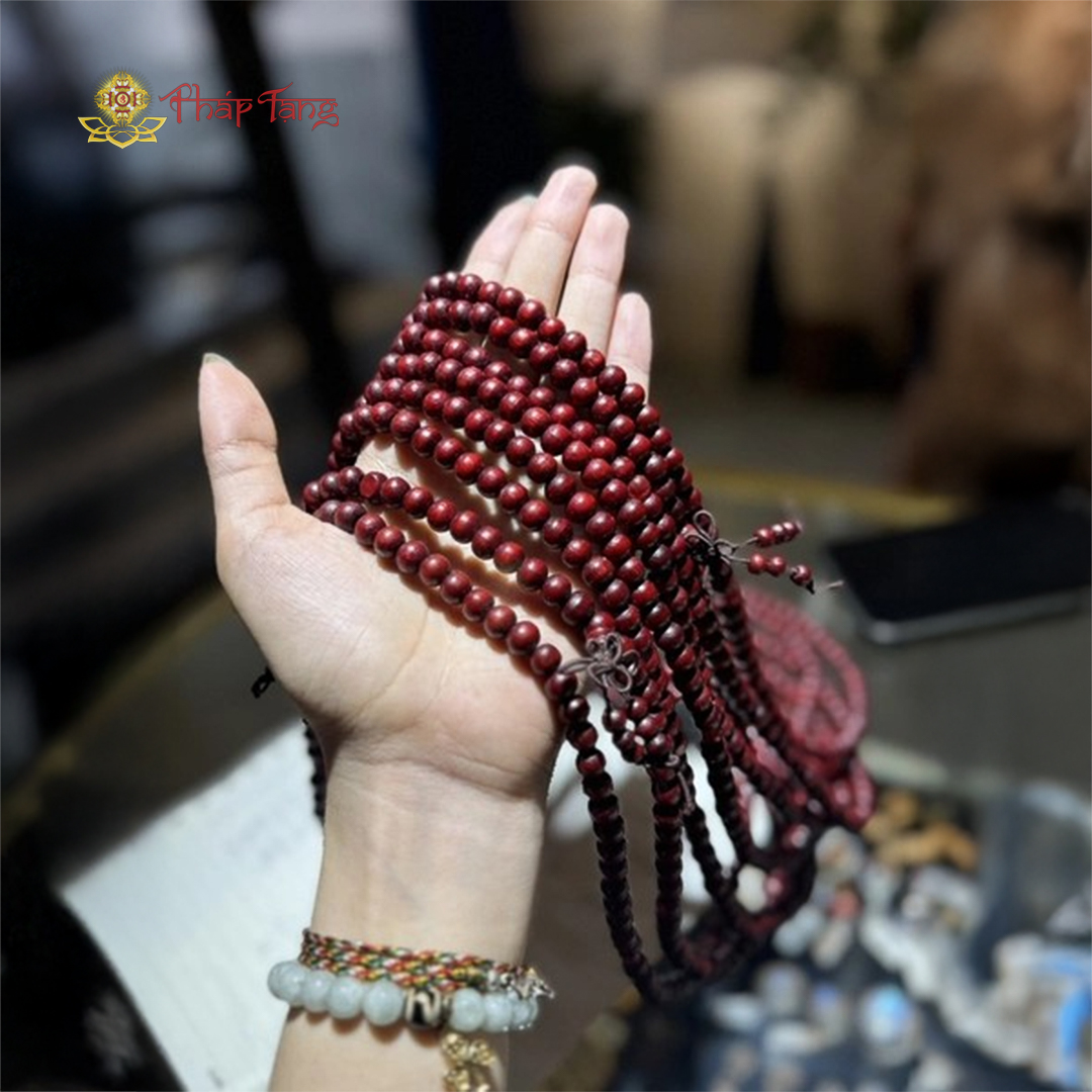 CHUỖI 108 GỖ CHIÊN ĐÀN ĐỎ ẤN ĐỘ 8LY
