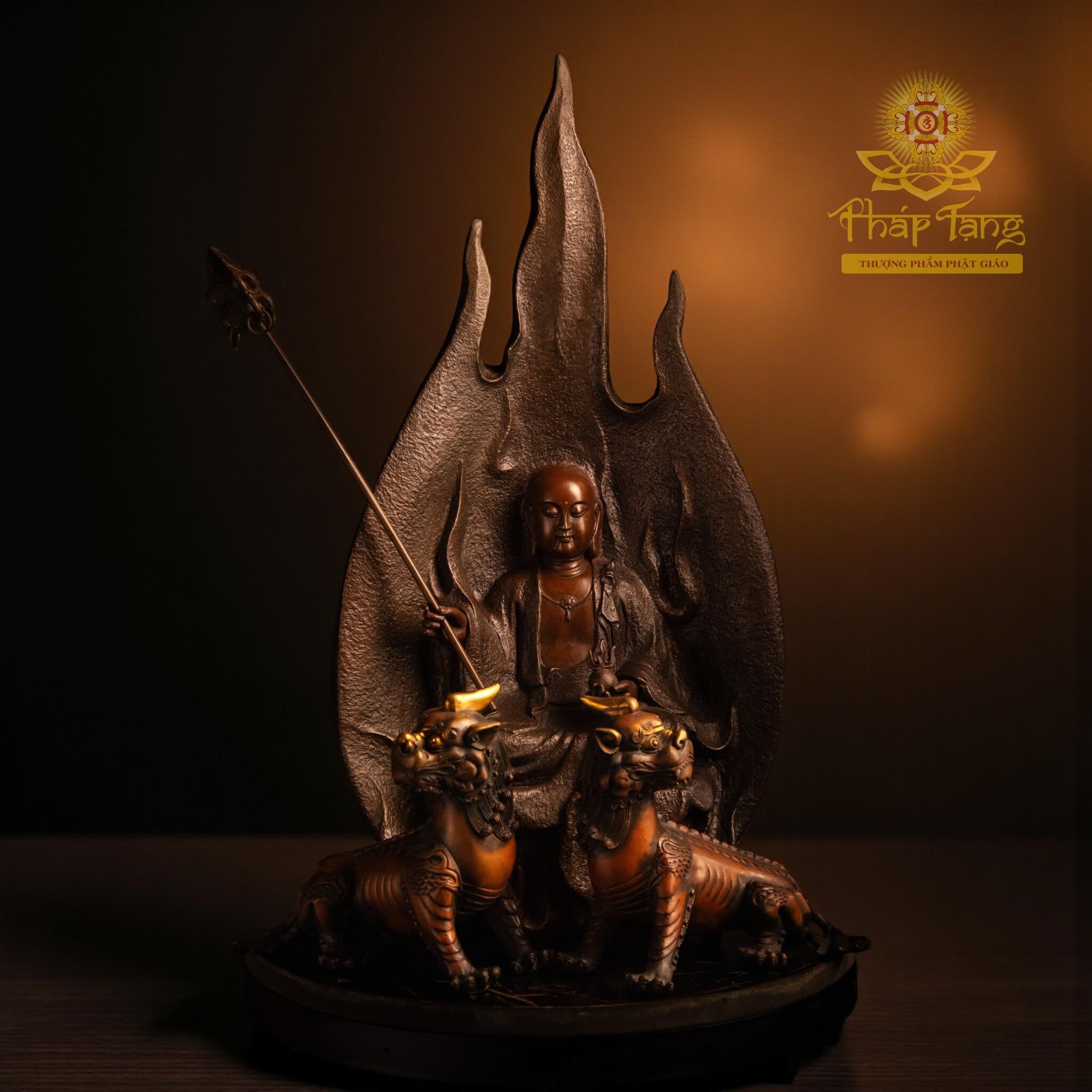 Thánh Tượng Bồ Tát Địa Tạng Đồng Đúc Nguyên Khối 65CM - Giáo Chủ Cõi U Minh