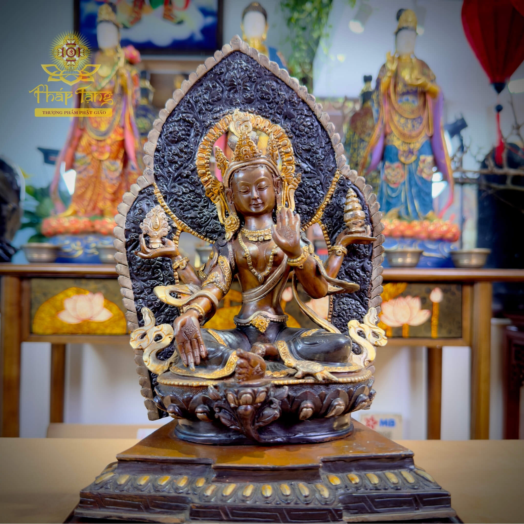 Thánh Tượng Cát Tường Thiên Nữ Bồ Tát Laskmi Đồng Nepal 32cm