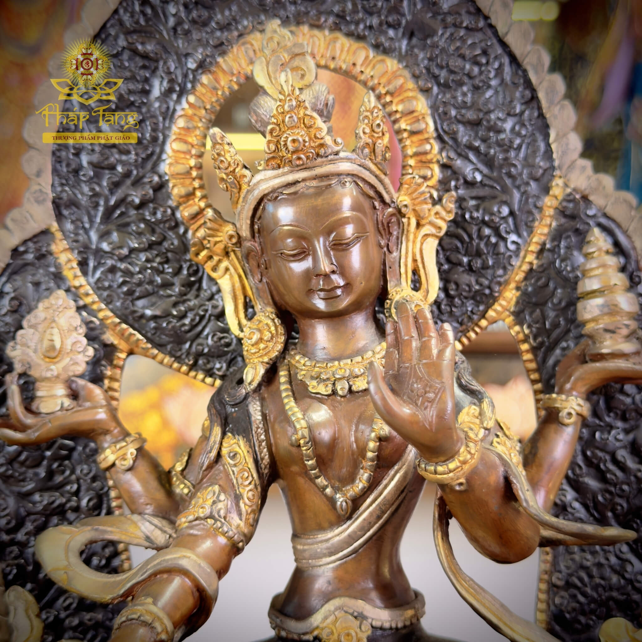 Thánh Tượng Cát Tường Thiên Nữ Bồ Tát Laskmi Đồng Nepal 32cm