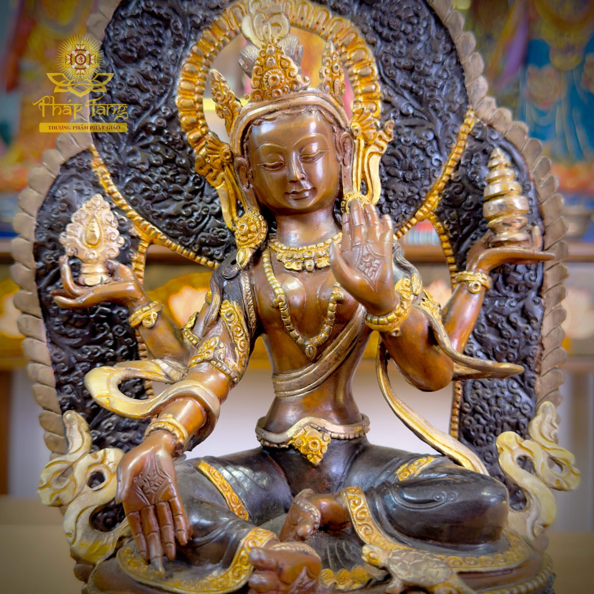 Thánh Tượng Cát Tường Thiên Nữ Bồ Tát Laskmi Đồng Nepal 32cm