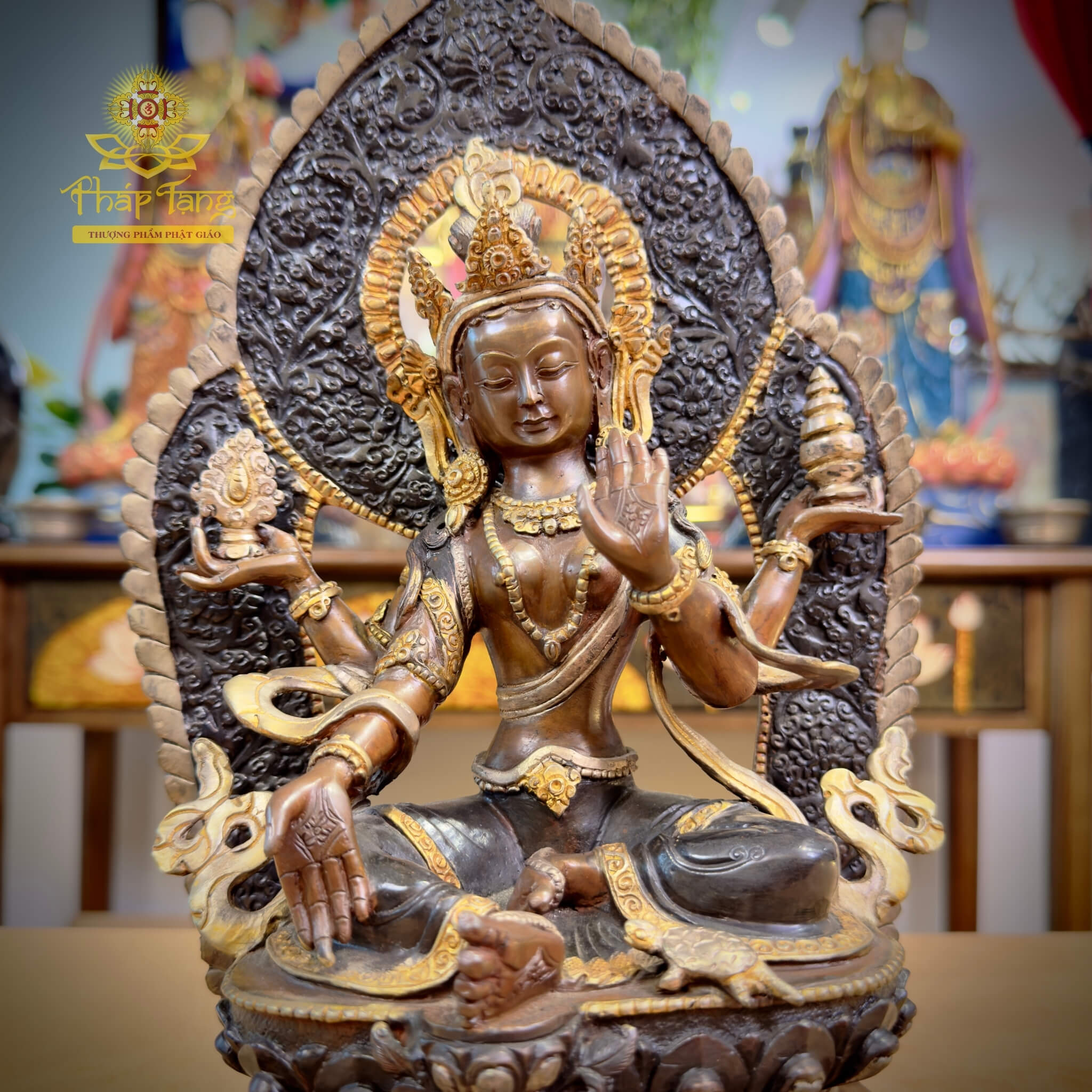 Thánh Tượng Cát Tường Thiên Nữ Bồ Tát Laskmi Đồng Nepal 32cm