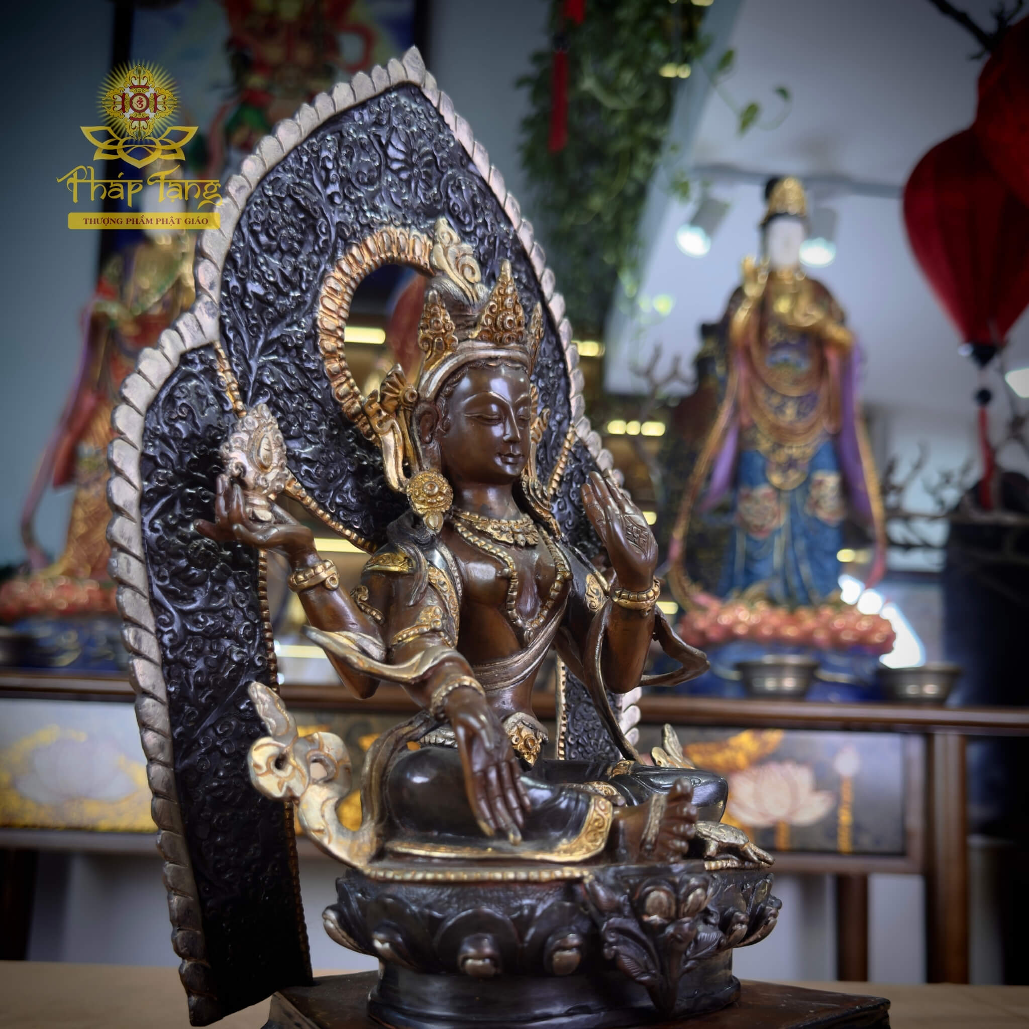 Thánh Tượng Cát Tường Thiên Nữ Bồ Tát Laskmi Đồng Nepal 32cm