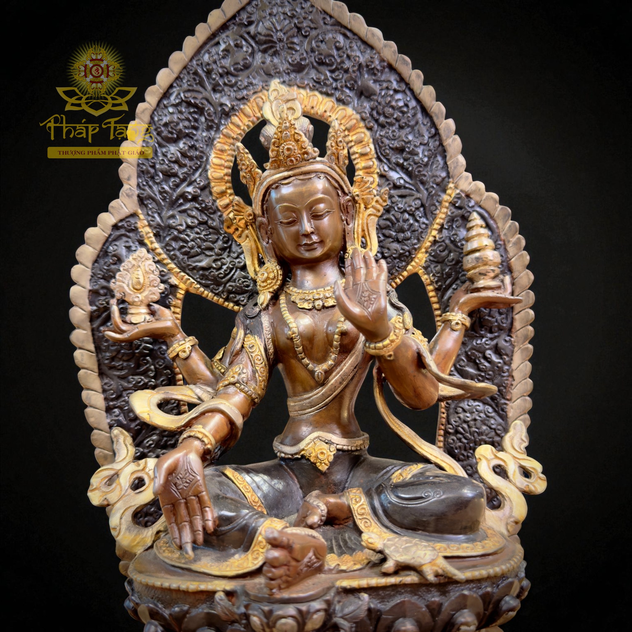 Thánh Tượng Cát Tường Thiên Nữ Bồ Tát (Lakshmi) Đồng Nepal 32cm
