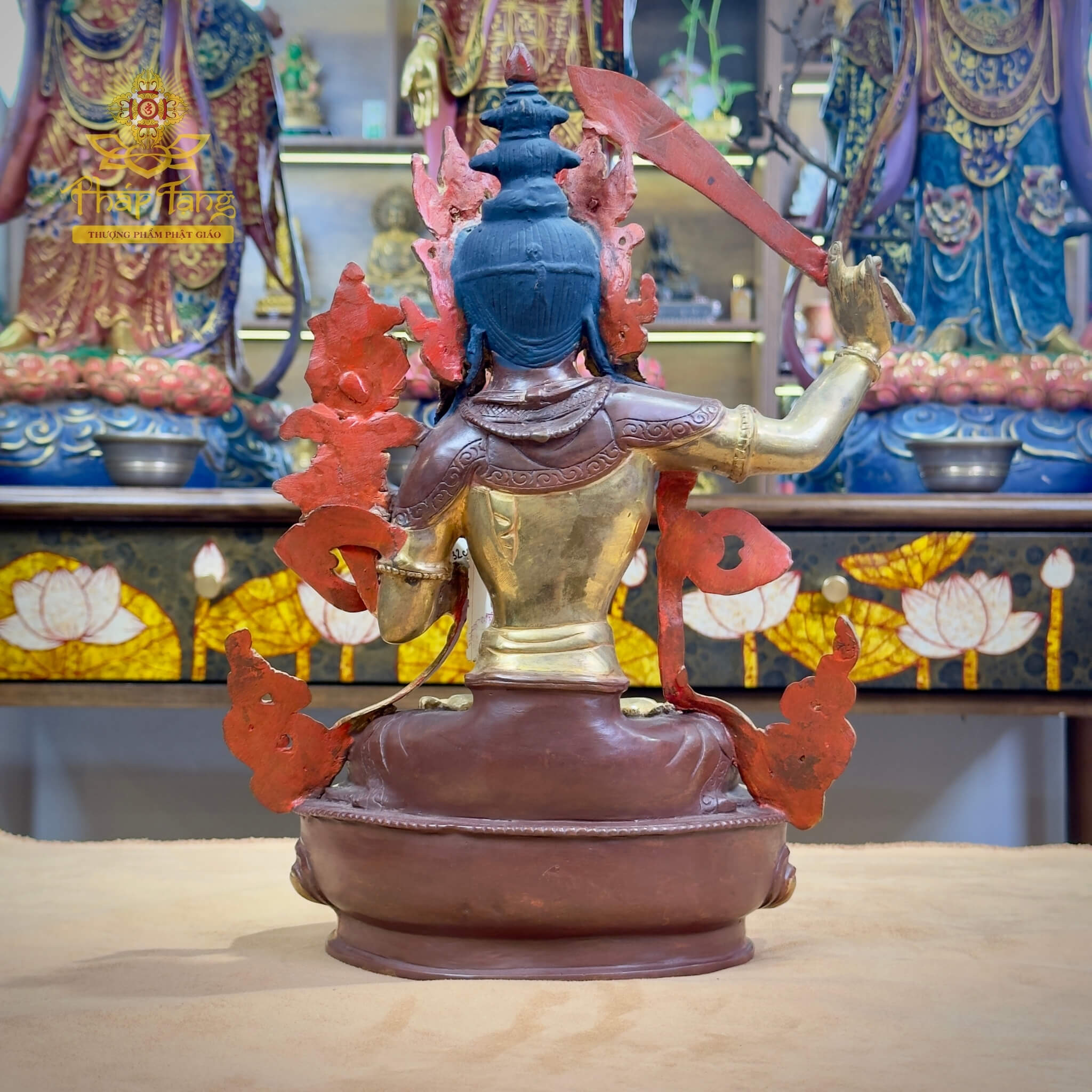 Thánh Tượng Đại Trí Văn Thù Sư Lợi Bồ Tát Đồng Mạ Vàng Nepal 32cm