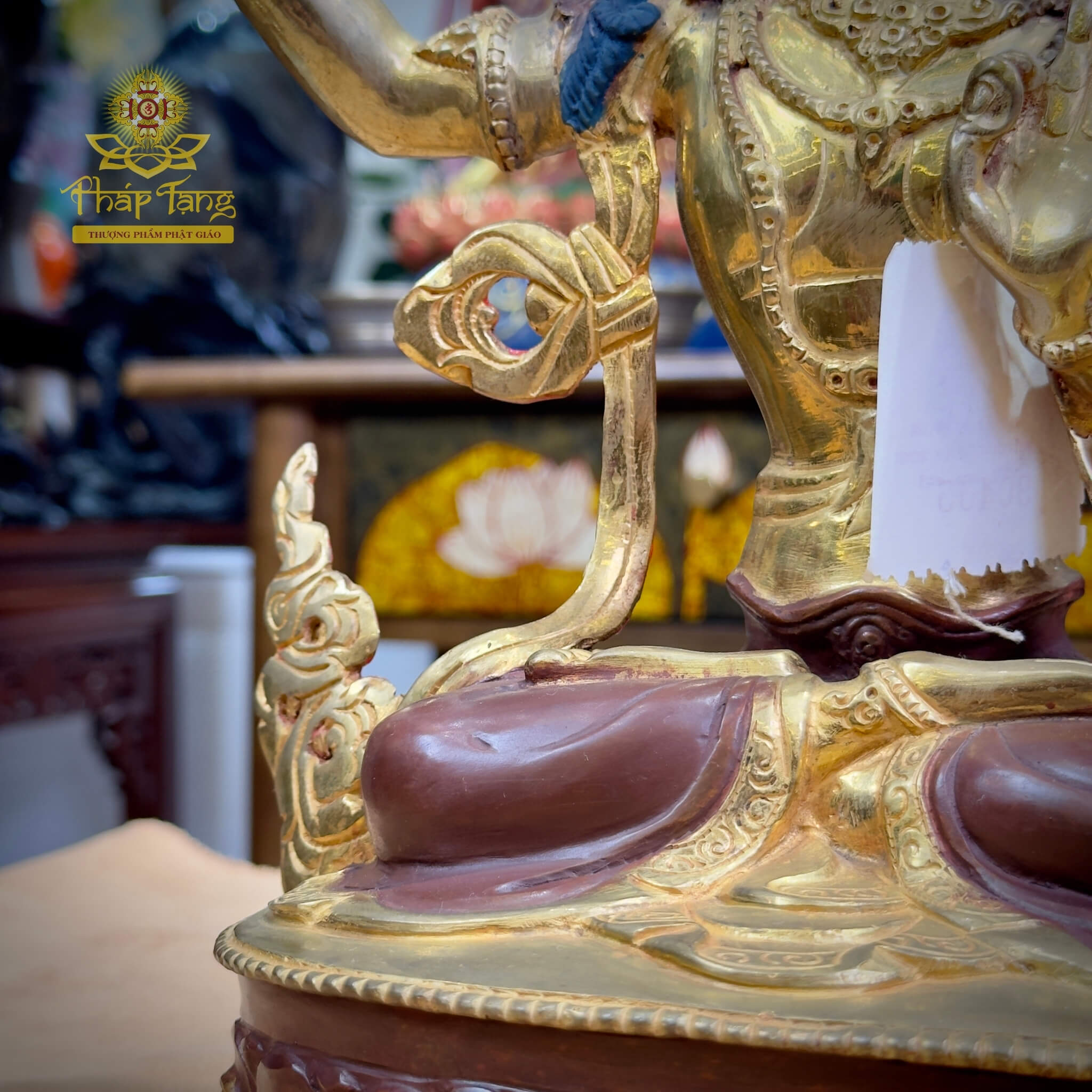 Thánh Tượng Đại Trí Văn Thù Sư Lợi Bồ Tát Đồng Mạ Vàng Nepal 32cm