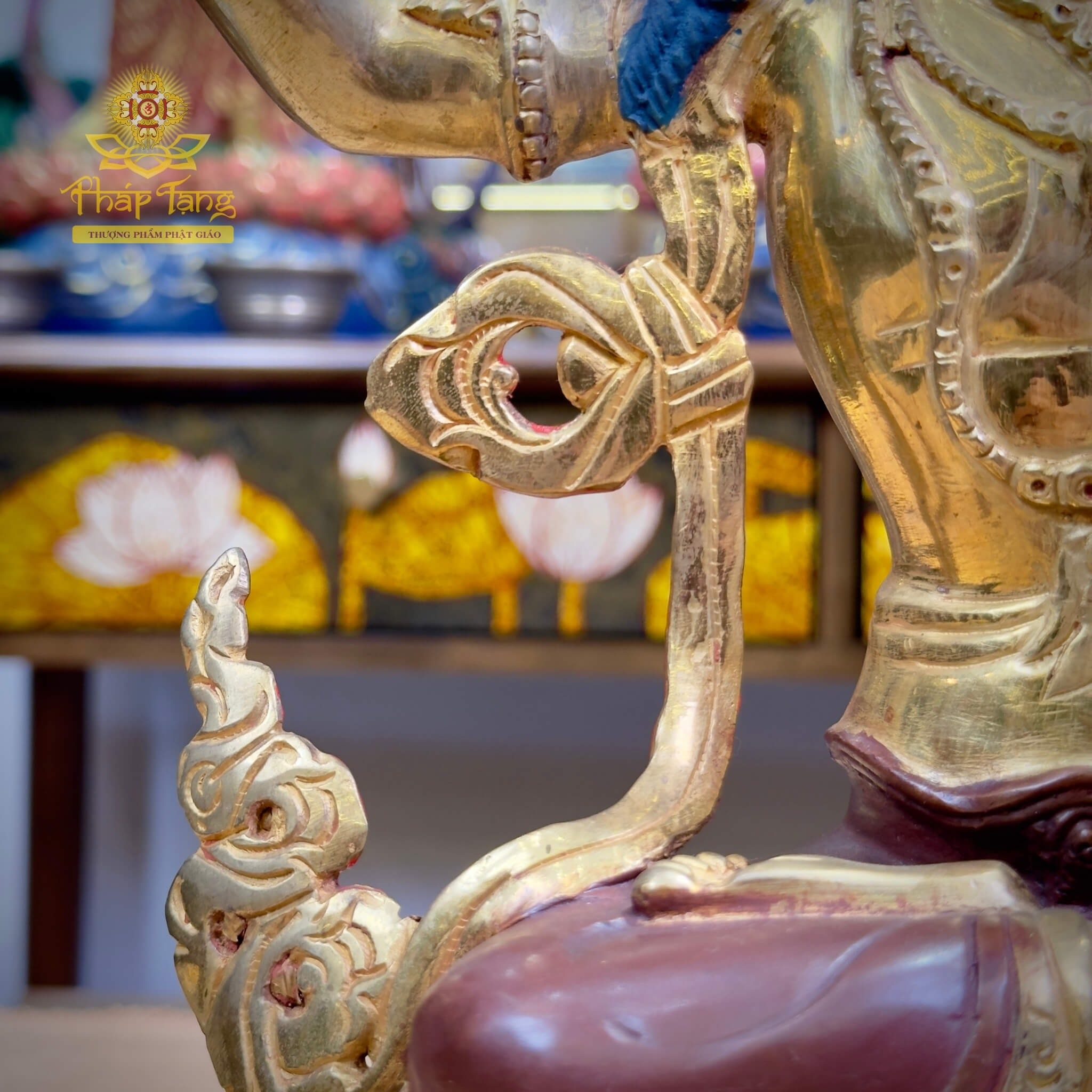 Thánh Tượng Đại Trí Văn Thù Sư Lợi Bồ Tát Đồng Mạ Vàng Nepal 32cm