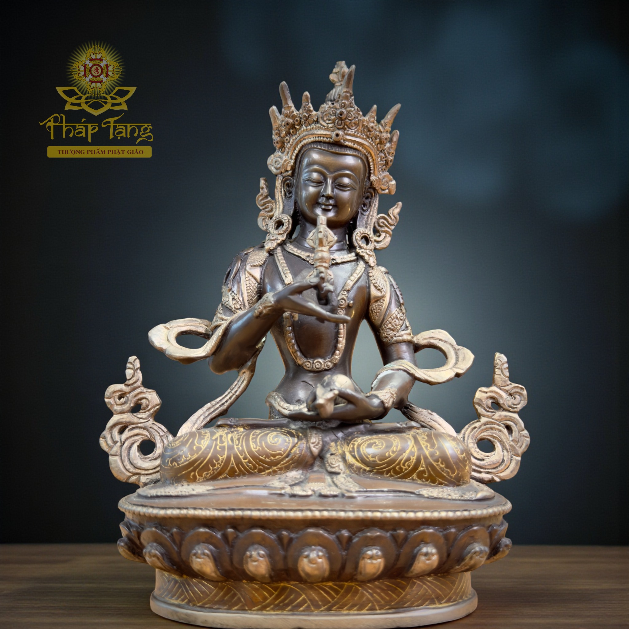 Thánh Tượng Đức Kim Cương Tát Đỏa Đồng Mạ Bạc Nepal 22cm