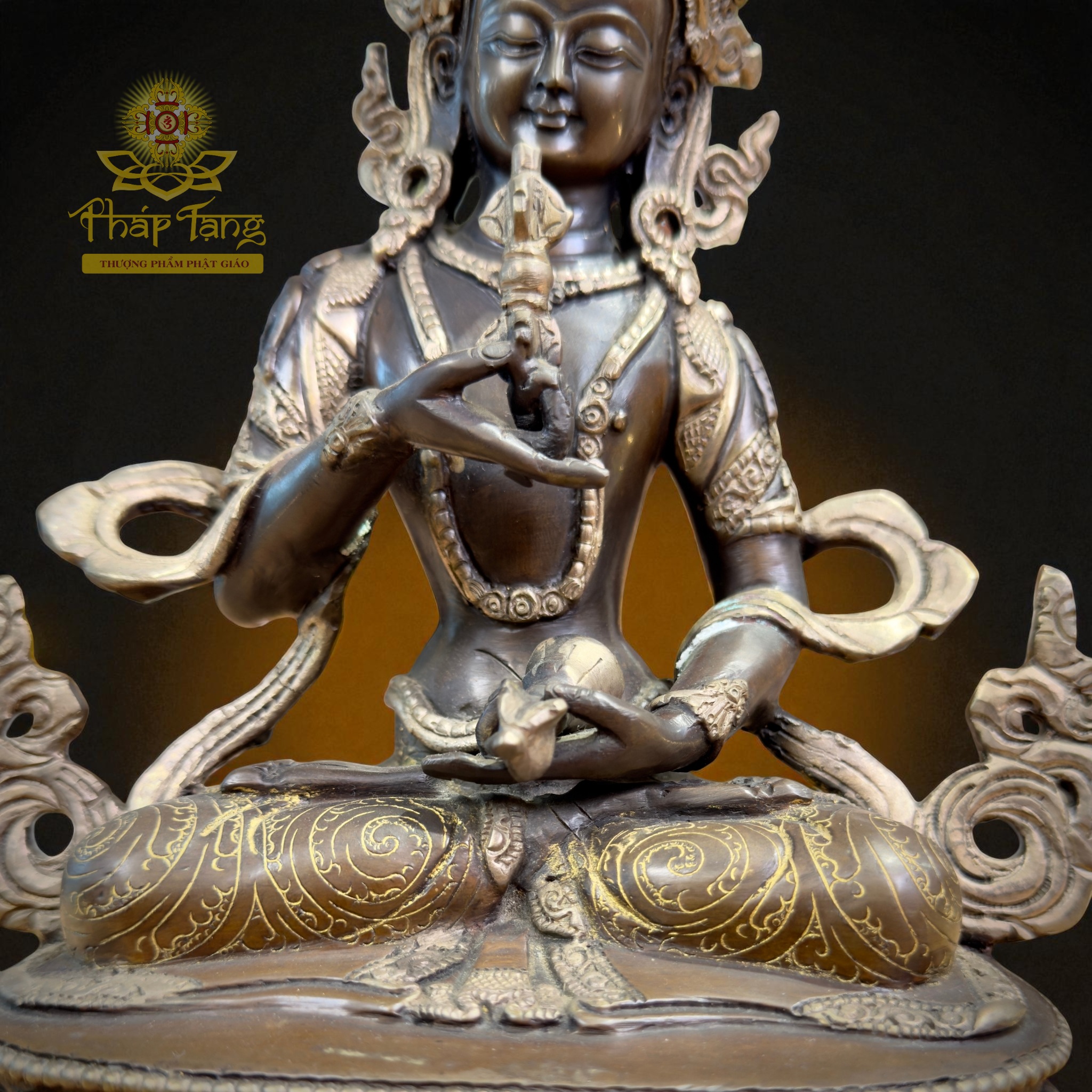 Thánh Tượng Đức Kim Cương Tát Đỏa Đồng Mạ Bạc Nepal 22cm