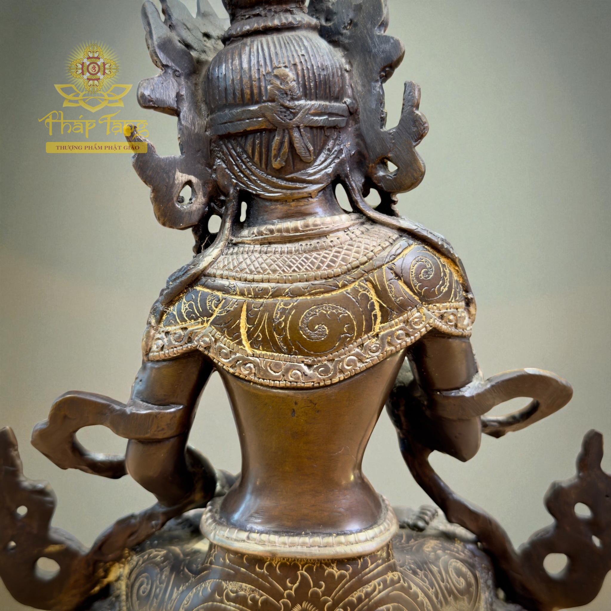 Thánh Tượng Đức Kim Cương Tát Đỏa Đồng Mạ Bạc Nepal 22cm