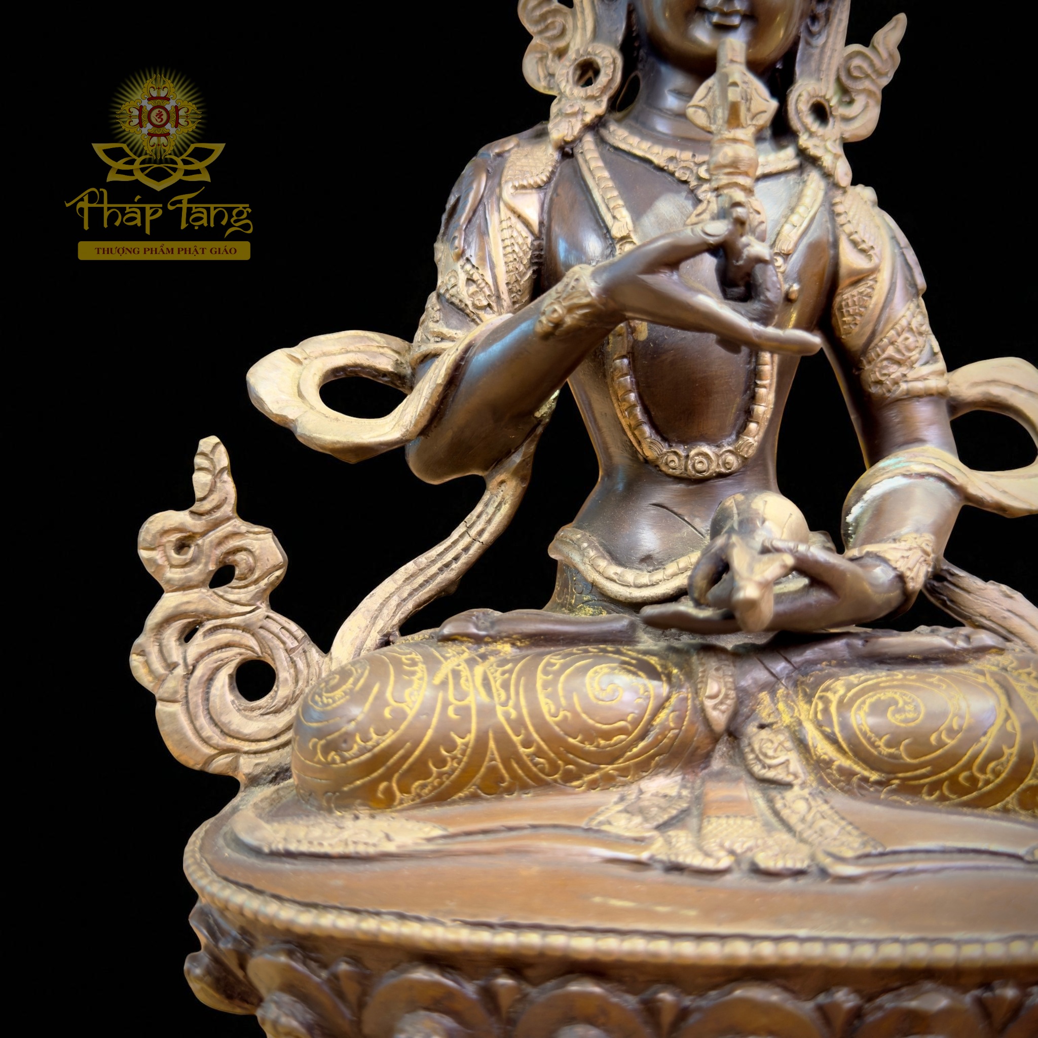 Thánh Tượng Đức Kim Cương Tát Đỏa Đồng Mạ Bạc Nepal 22cm