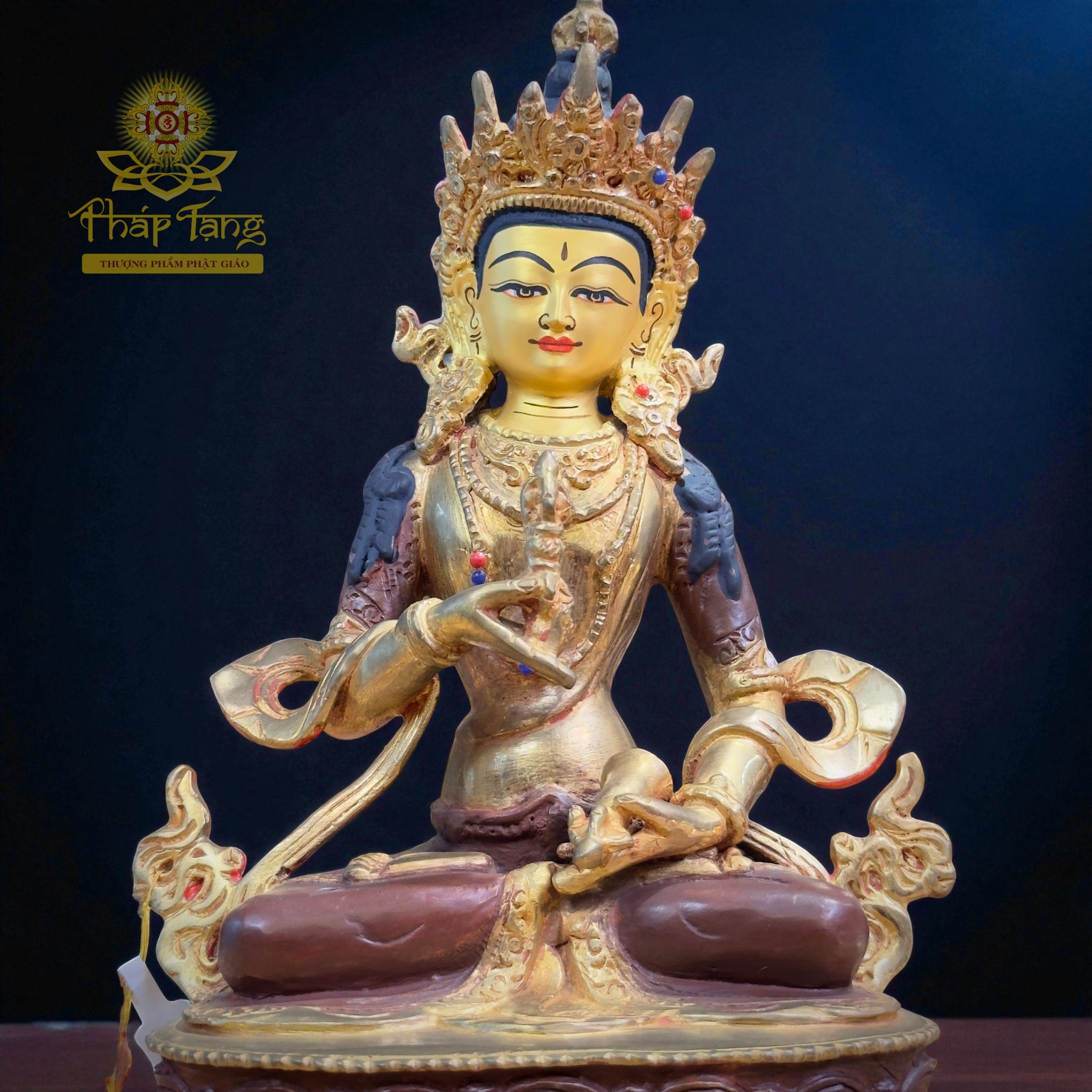 Thánh Tượng Đức Kim Cương Tát Đỏa Đồng Mạ Vàng Nepal 23cm (Tịnh Hóa Nghiệp)