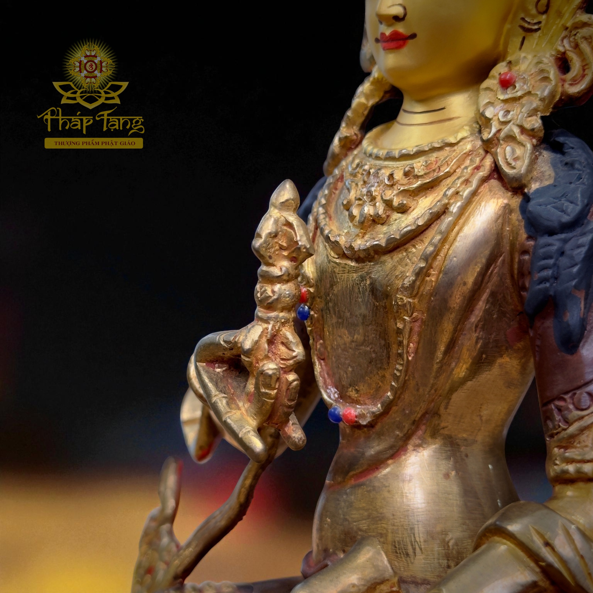 Thánh Tượng Đức Kim Cương Tát Đỏa Đồng Mạ Vàng Nepal 23cm (Tịnh Hóa Nghiệp)