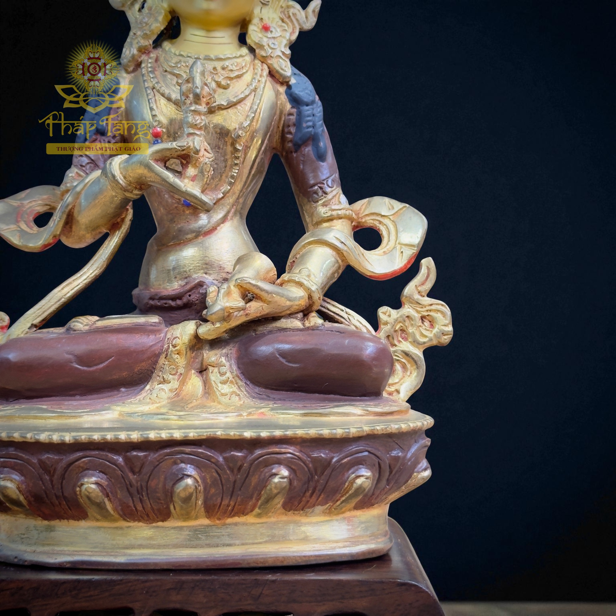 Thánh Tượng Đức Kim Cương Tát Đỏa Đồng Mạ Vàng Nepal 23cm (Tịnh Hóa Nghiệp)