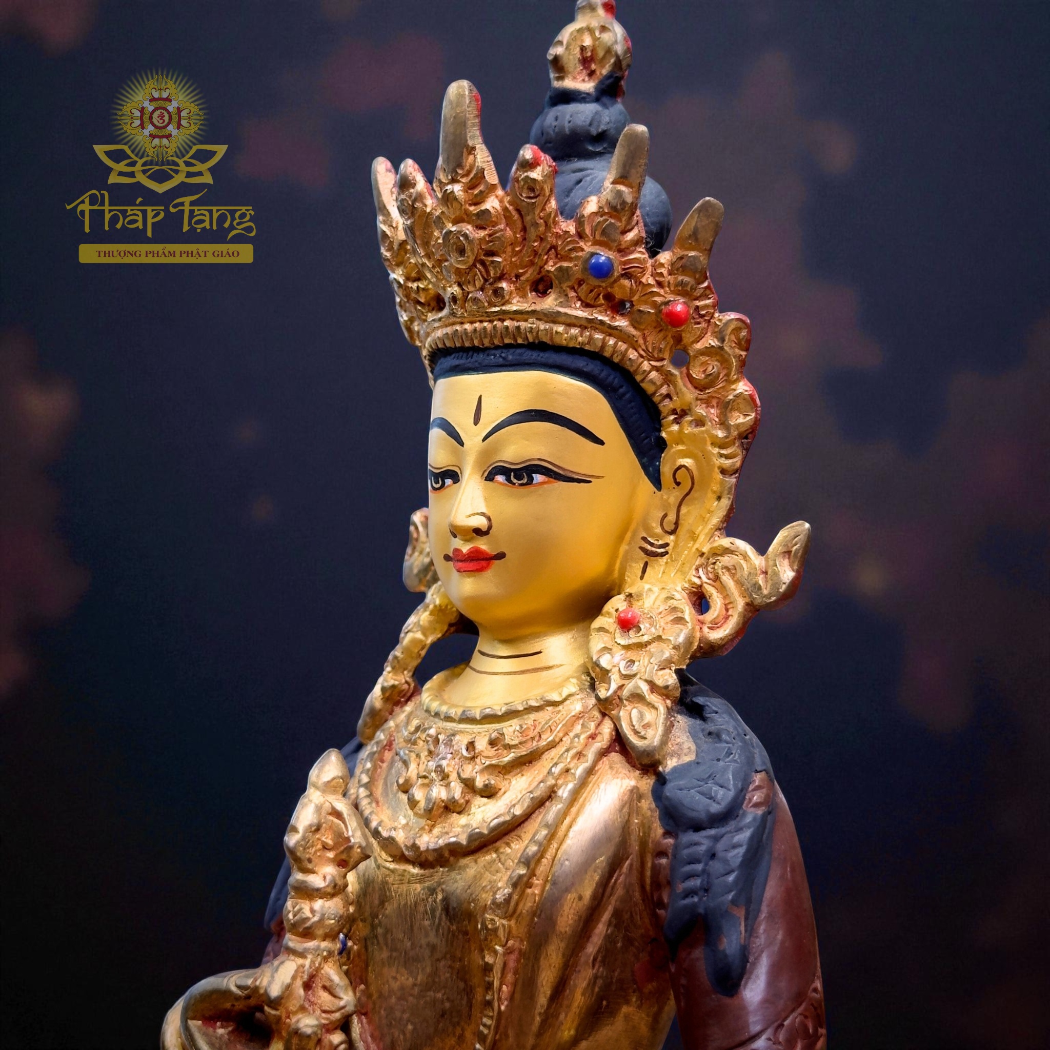 Thánh Tượng Đức Kim Cương Tát Đỏa Đồng Mạ Vàng Nepal 23cm (Tịnh Hóa Nghiệp)