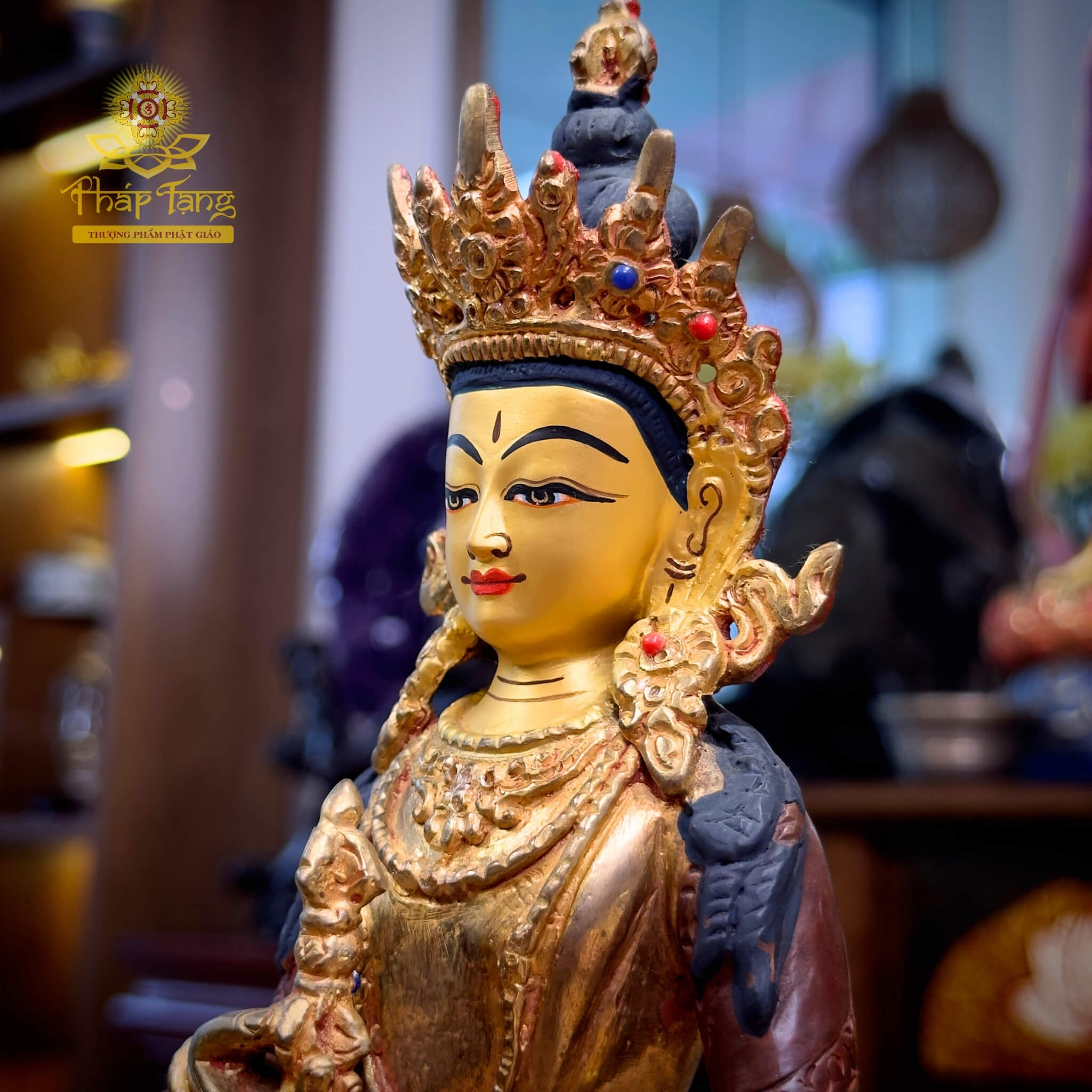 Thánh Tượng Đức Kim Cương Tát Đỏa Đồng Mạ Vàng Nepal 23cm