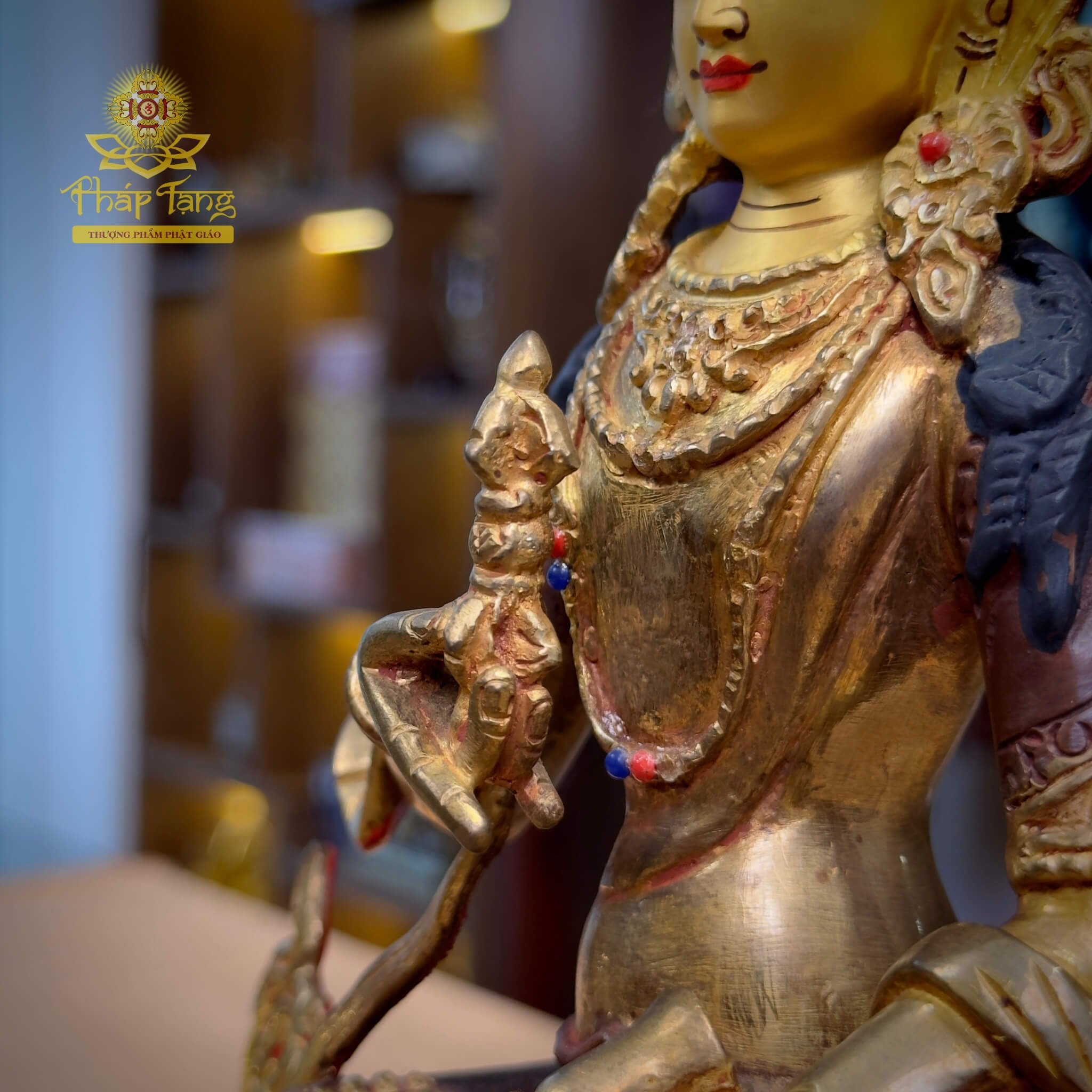 Thánh Tượng Đức Kim Cương Tát Đỏa Đồng Mạ Vàng Nepal 23cm