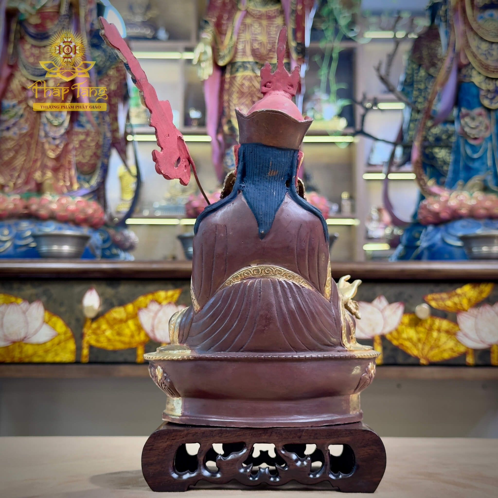 Thánh Tượng Đức Liên Hoa Sanh Guru Padmasambhava Đồng Mạ Vàng Nepal 23cm