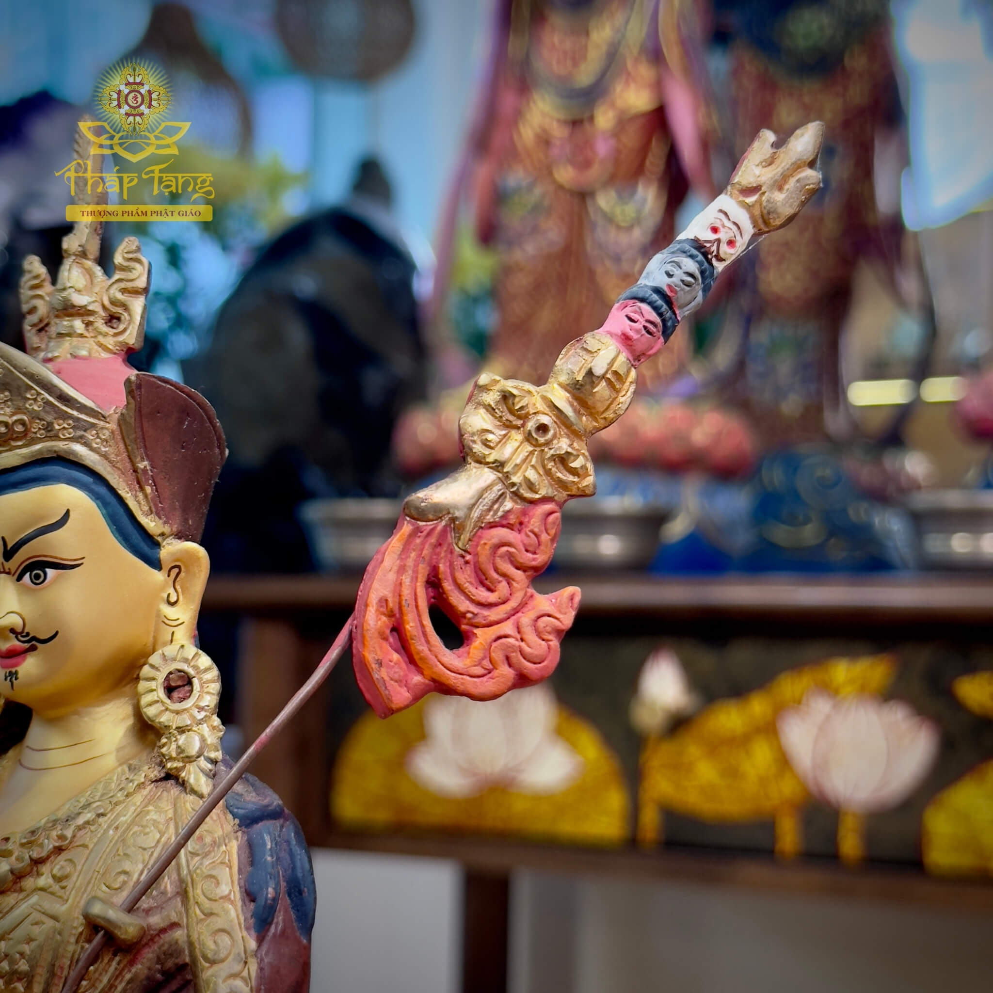 Thánh Tượng Đức Liên Hoa Sanh Guru Padmasambhava Đồng Mạ Vàng Nepal 23cm