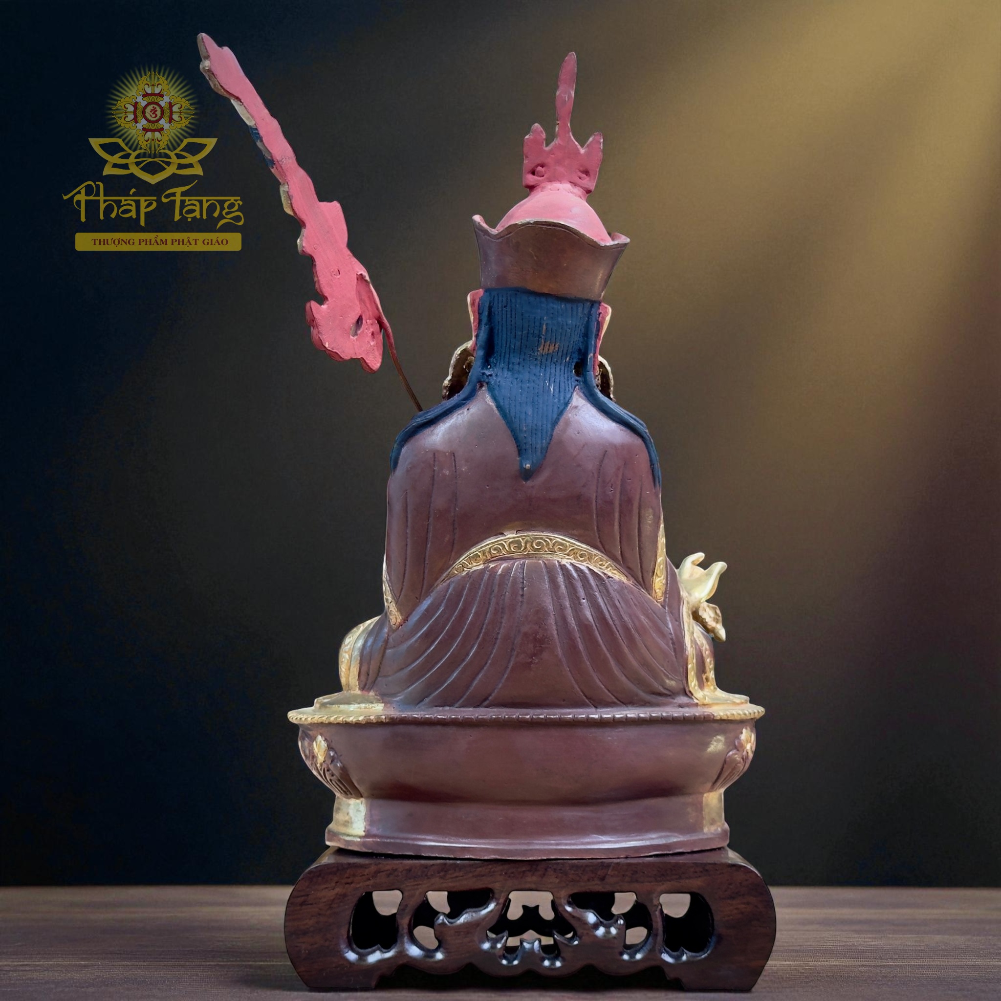 Thánh Tượng Đức Liên Hoa Sanh Guru Padmasambhava Đồng Mạ Vàng Nepal 23cm