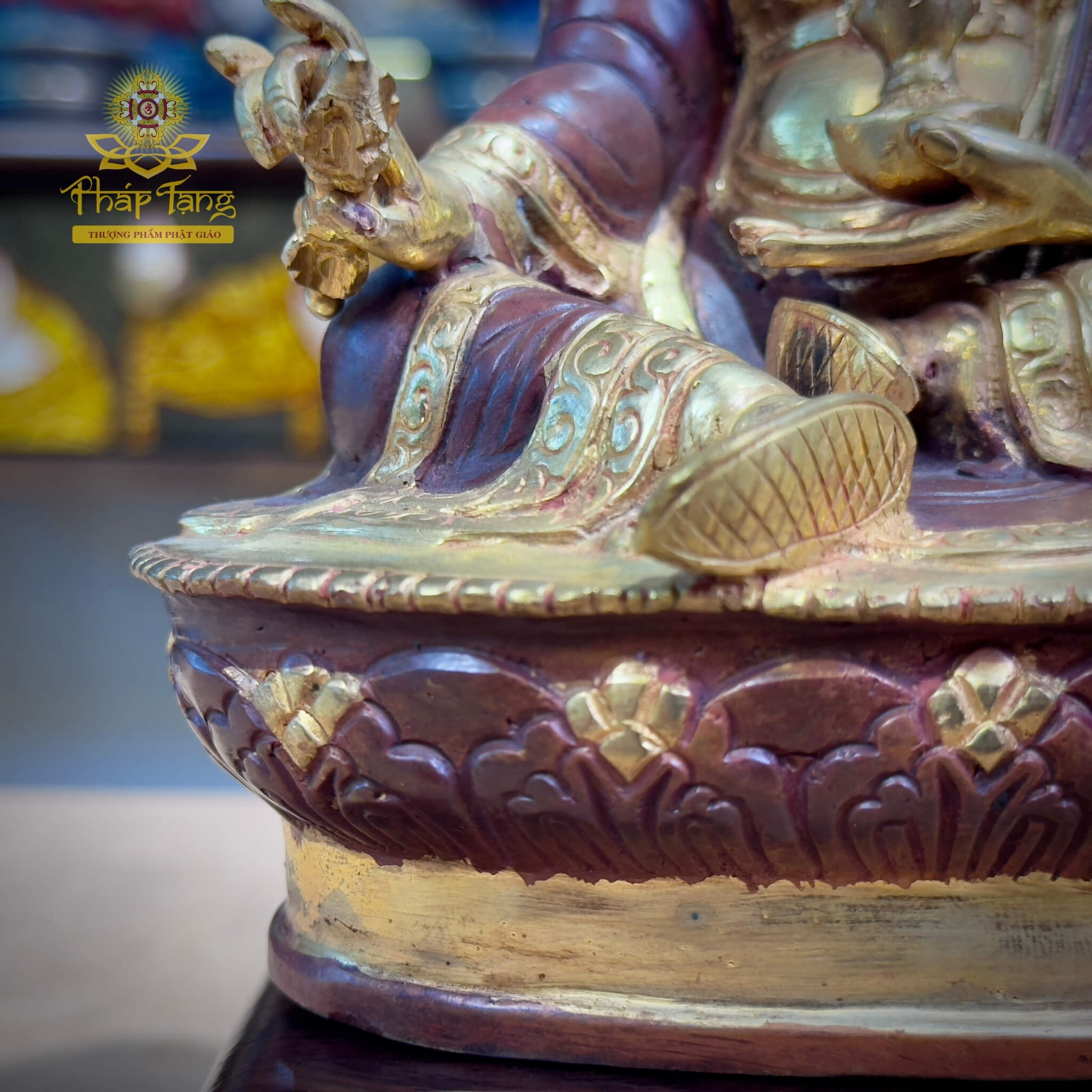 Thánh Tượng Đức Liên Hoa Sanh Guru Padmasambhava Đồng Mạ Vàng Nepal 23cm