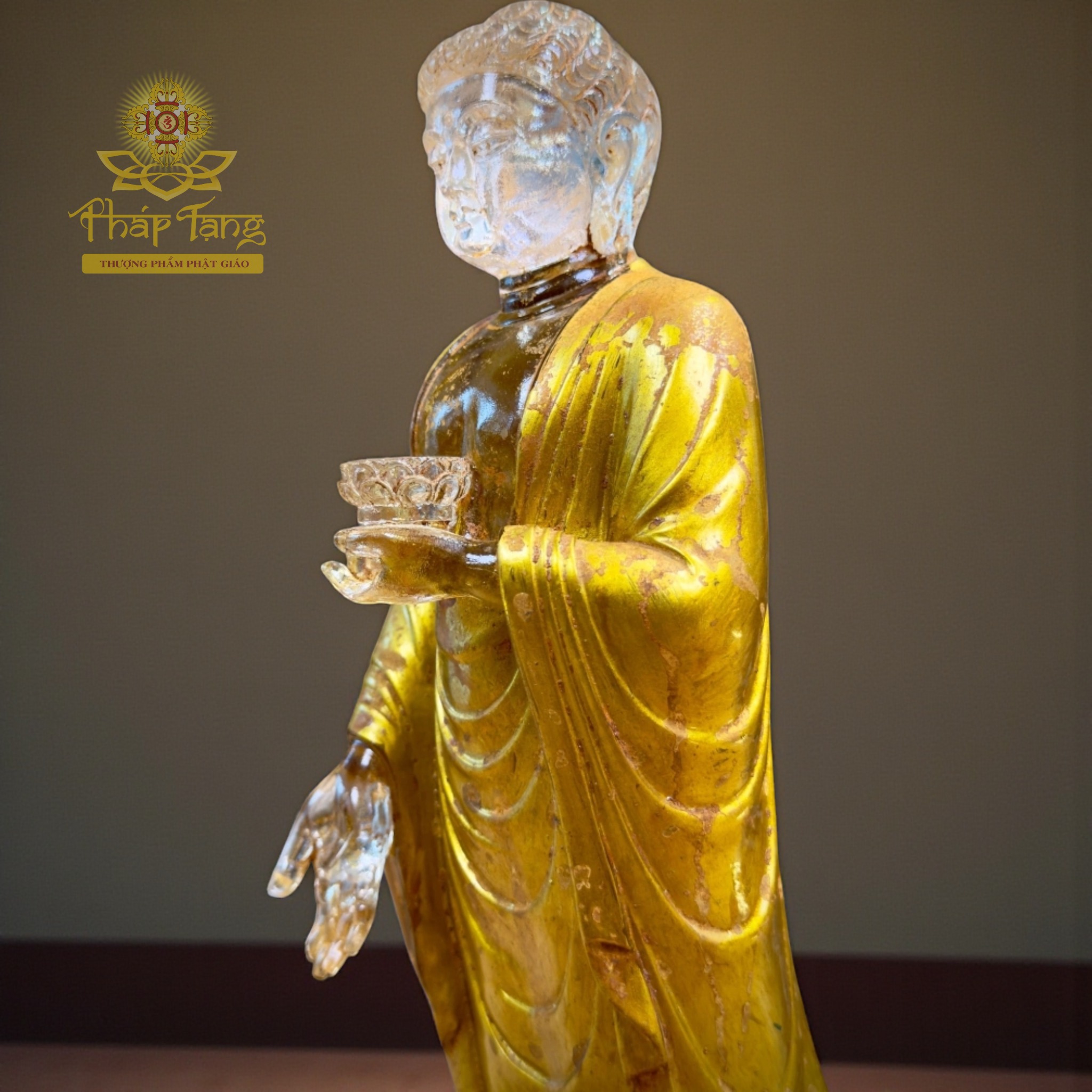 Thánh Tượng Đức Phật A Di Đà Lưu Ly Vàng Đài Loan 28cm