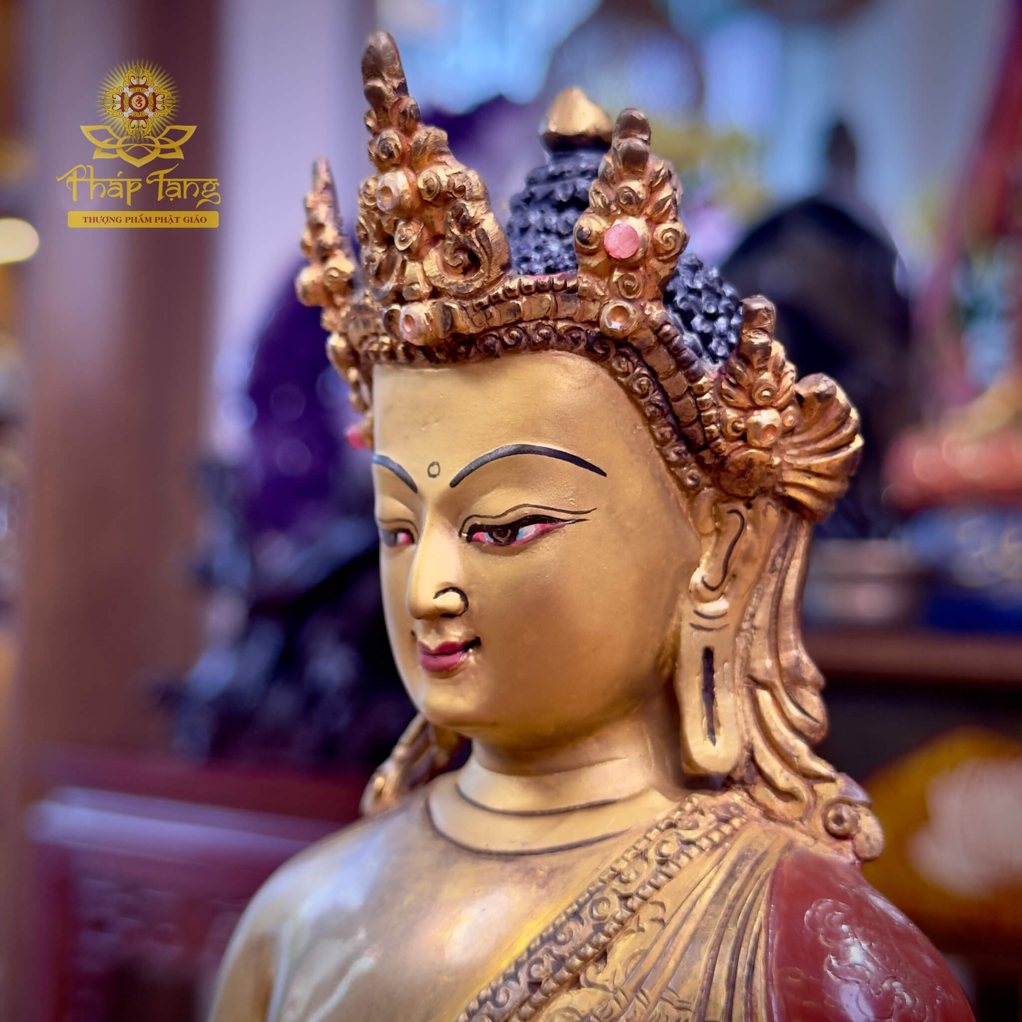 Thánh Tượng Đức Phật Dược Sư Đặc Biệt Đồng Mạ Vàng Nepal 23cm