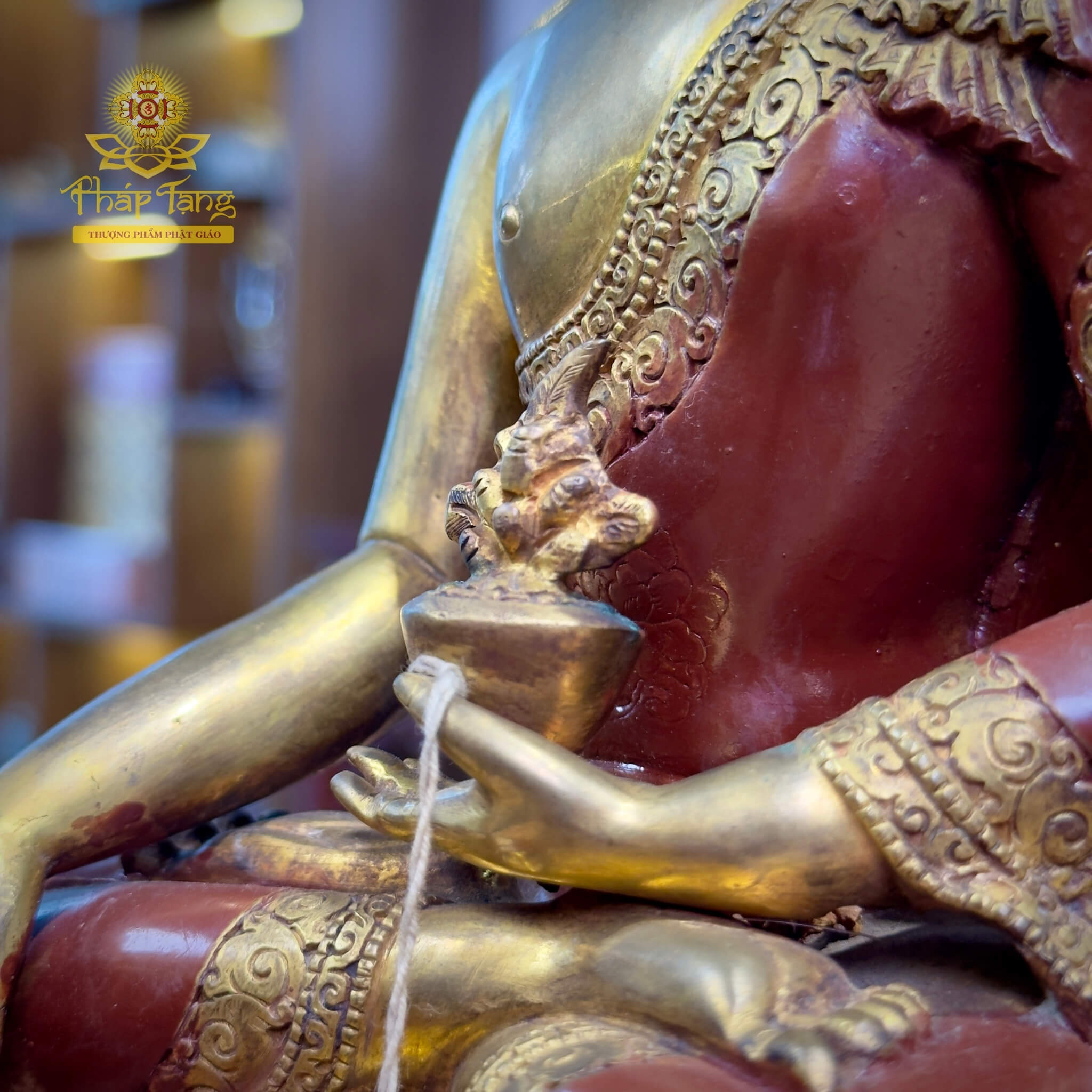 Thánh Tượng Đức Phật Dược Sư Đặc Biệt Đồng Mạ Vàng Nepal 23cm
