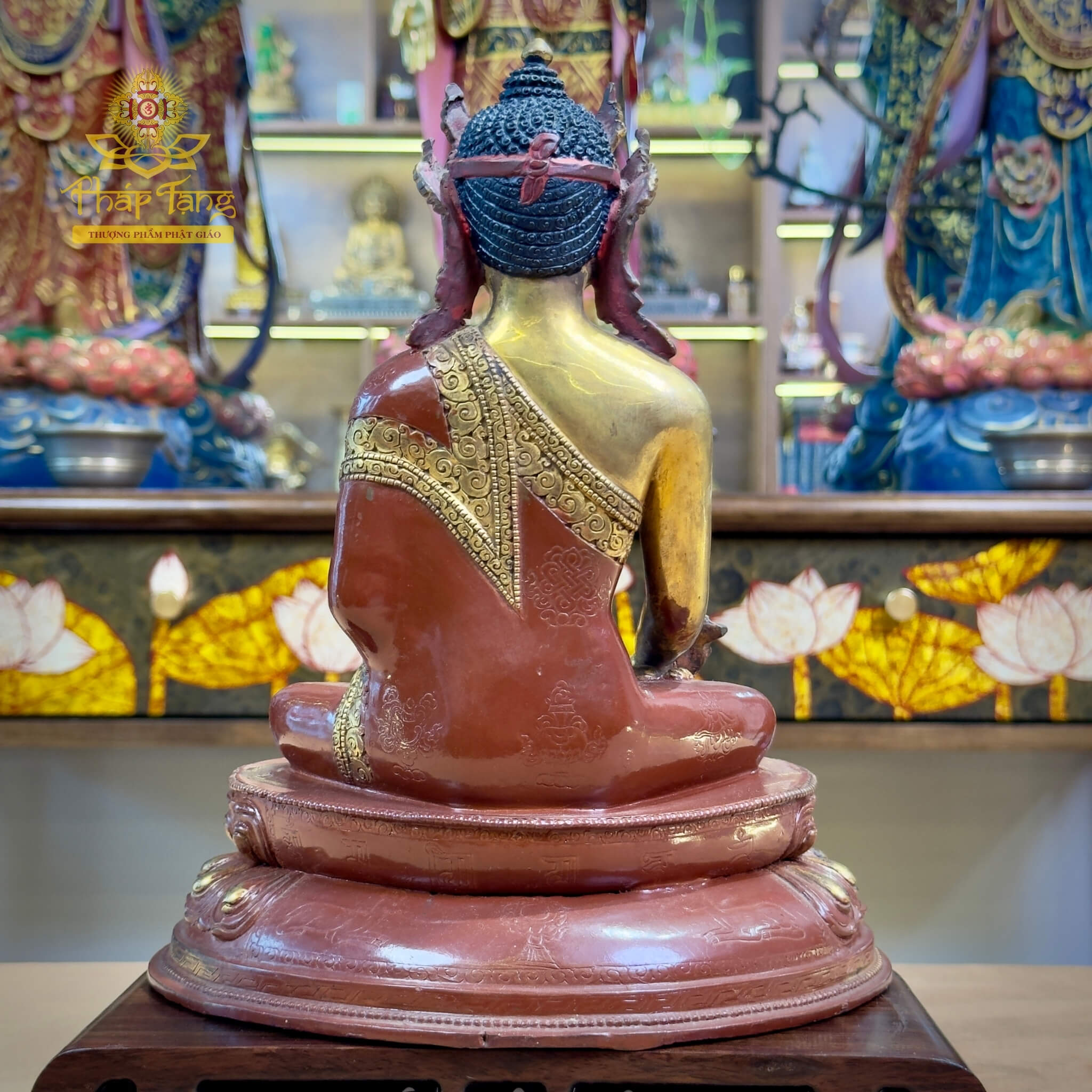 Thánh Tượng Đức Phật Dược Sư Đặc Biệt Đồng Mạ Vàng Nepal 23cm
