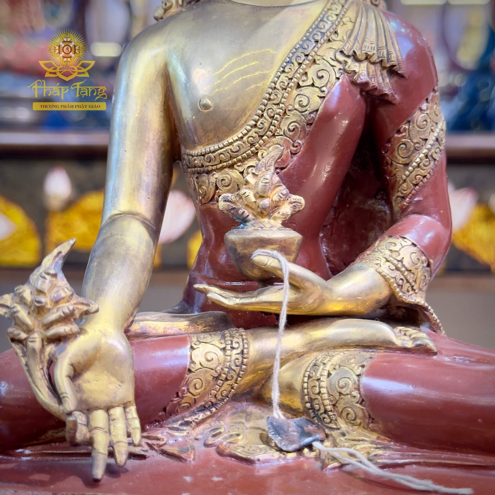 Thánh Tượng Đức Phật Dược Sư Đặc Biệt Đồng Mạ Vàng Nepal 23cm