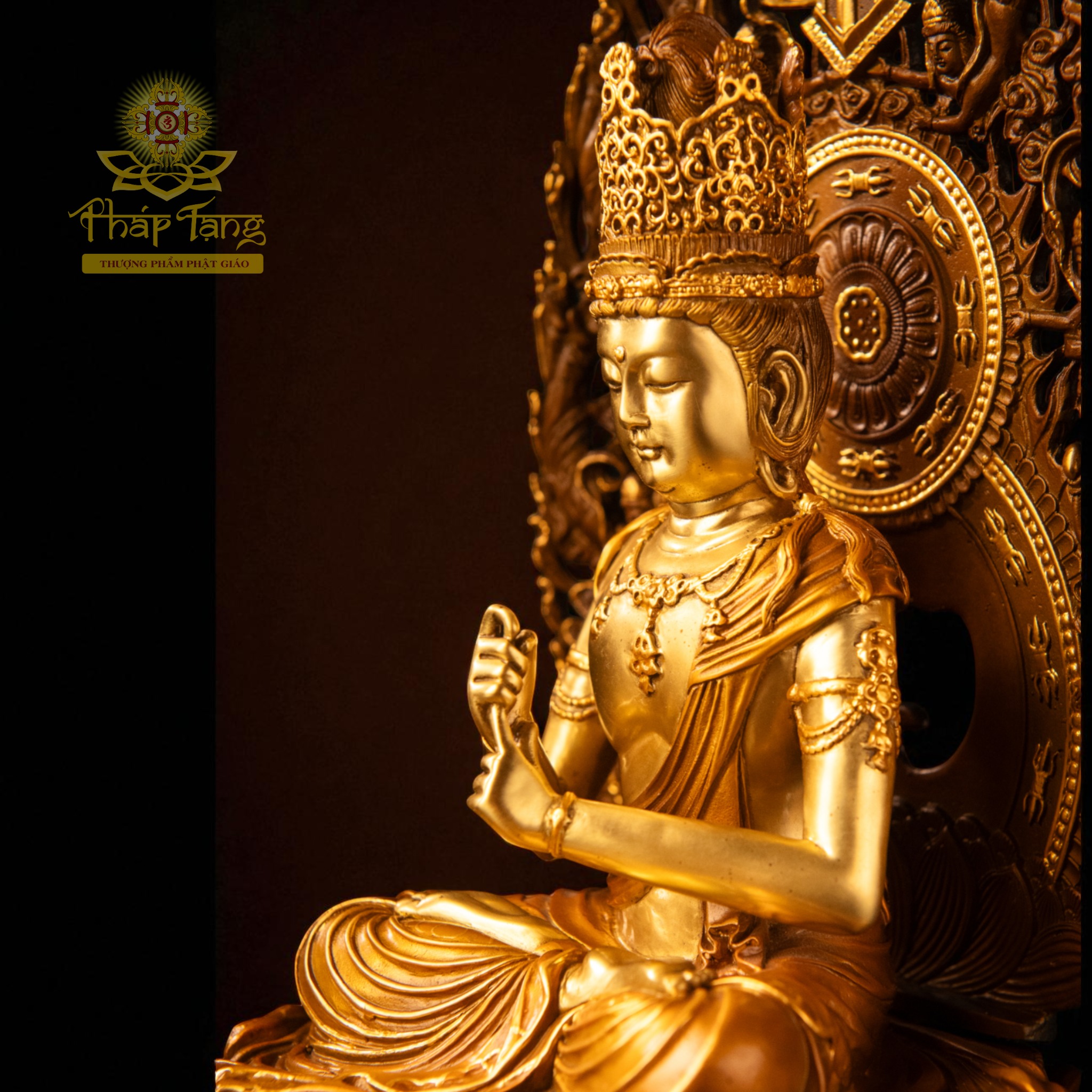 Thánh Tượng Đức Phật Tỳ Lô Giá Na (Đại Nhật Như Lai) Đồng Mạ Vàng 40CM - Đài Loan