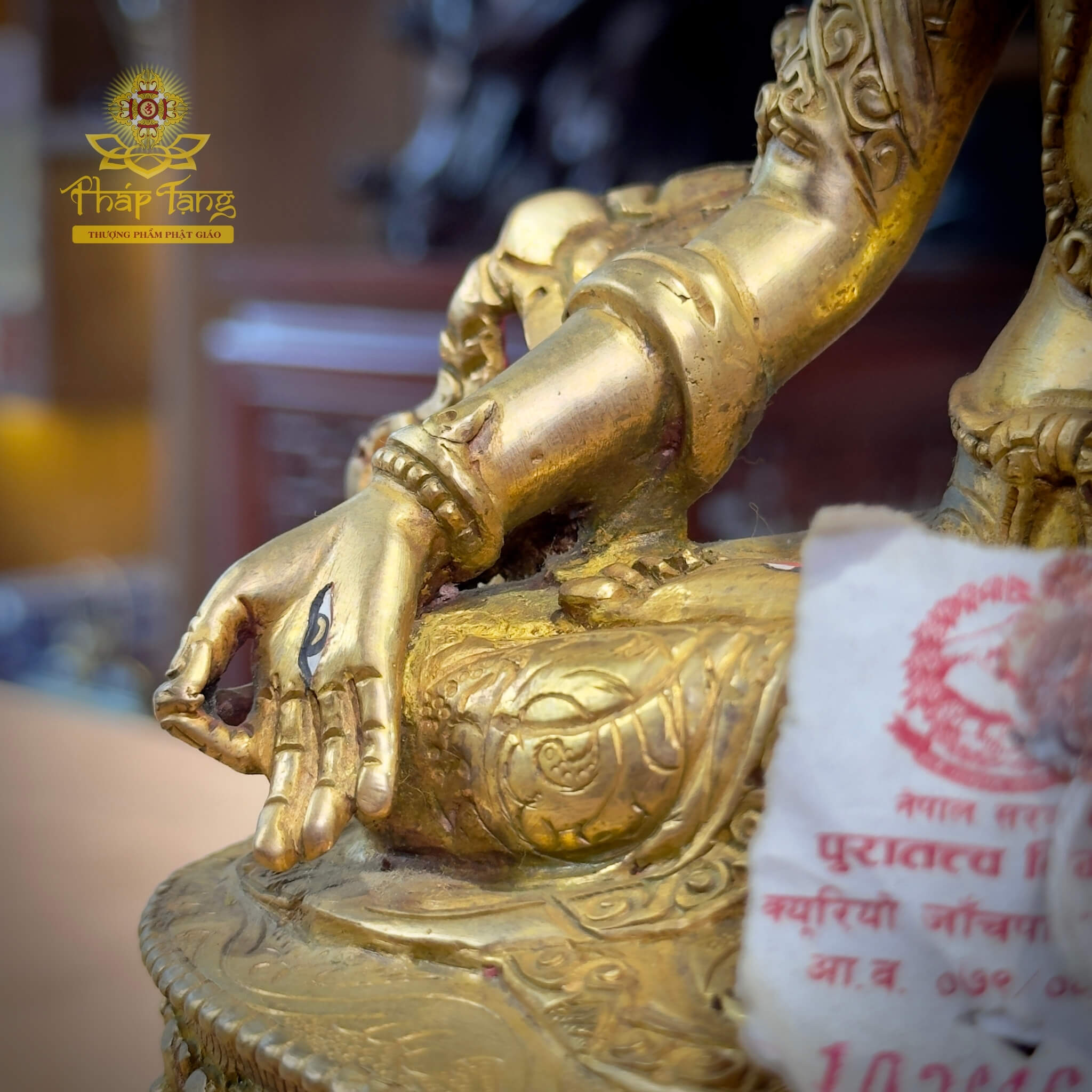 Thánh Tượng Đức Tara Trắng Đồng Vàng 24K 22cm Nepal