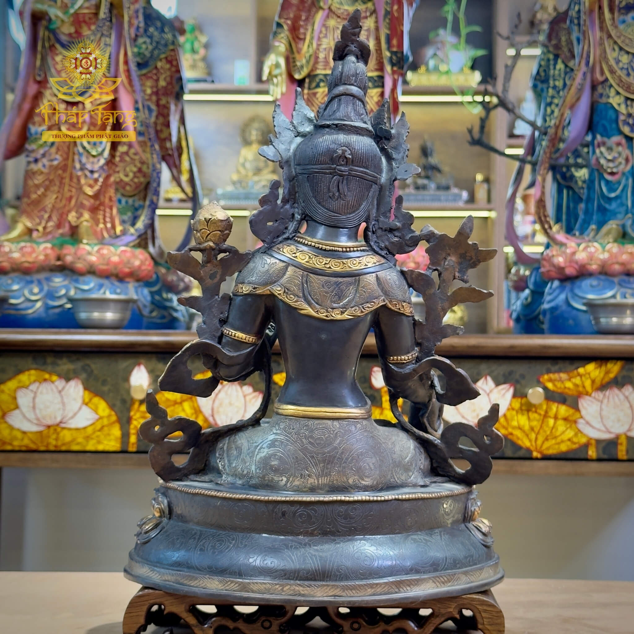 Thánh Tượng Đức Tara Trắng Bạch Độ Mẫu Đồng Mạ Vàng Nepal 34cm